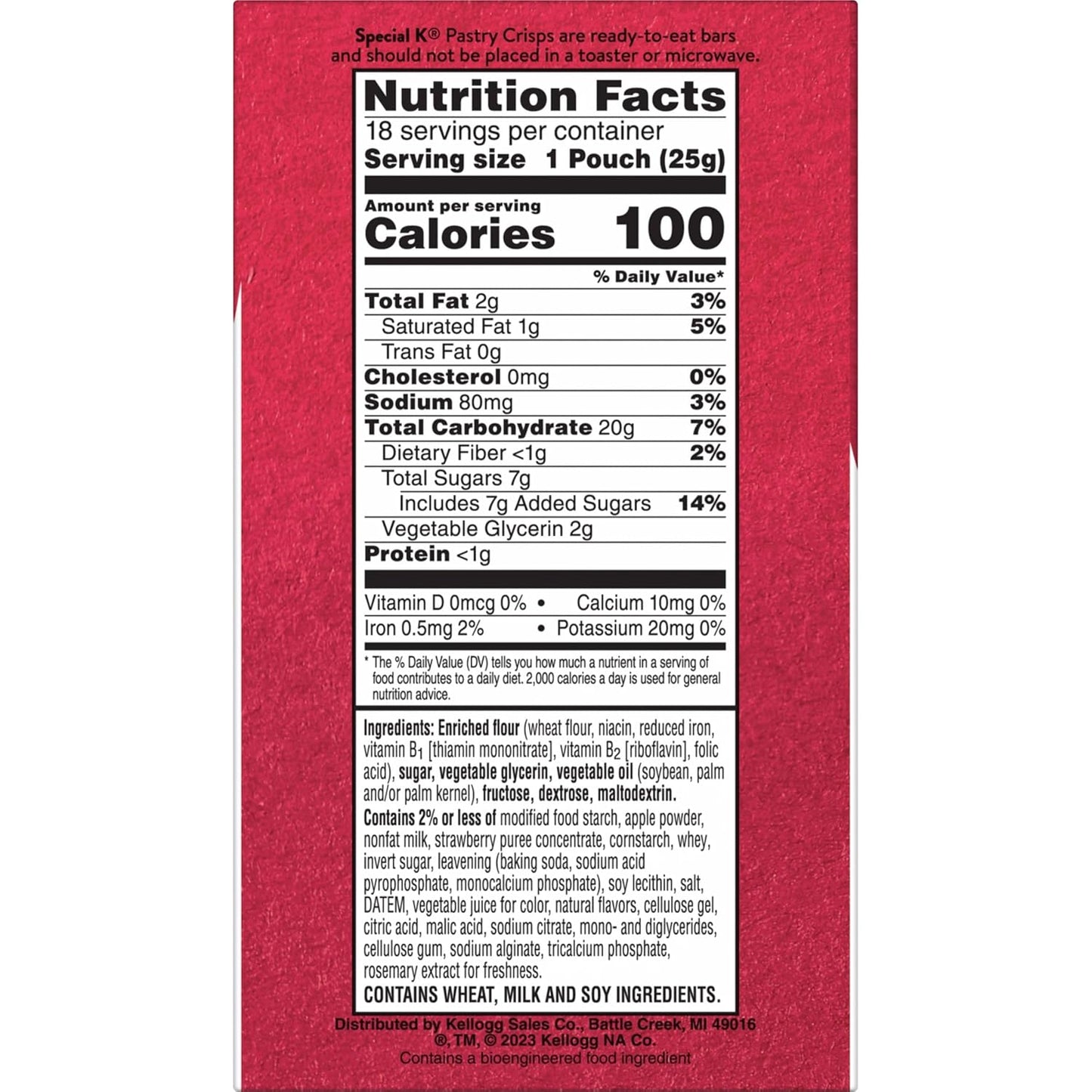 Special K Strawberry Pastry Crisps, 100 Calories, Value Size, 15.84oz Box (36 Crisps)