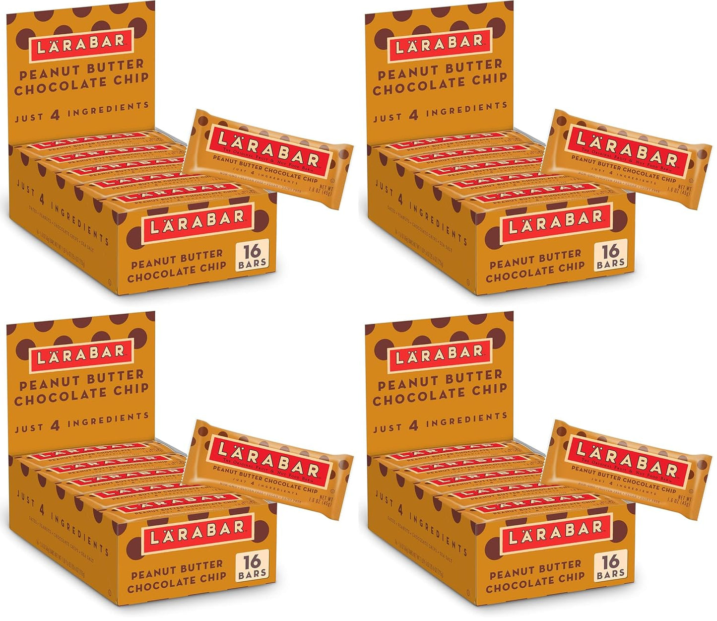 Larabar Peanut Butter Chocolate Chip, Fruit and Nut Bars, Gluten Free and Vegan, 18 Ct, 28.8 oz