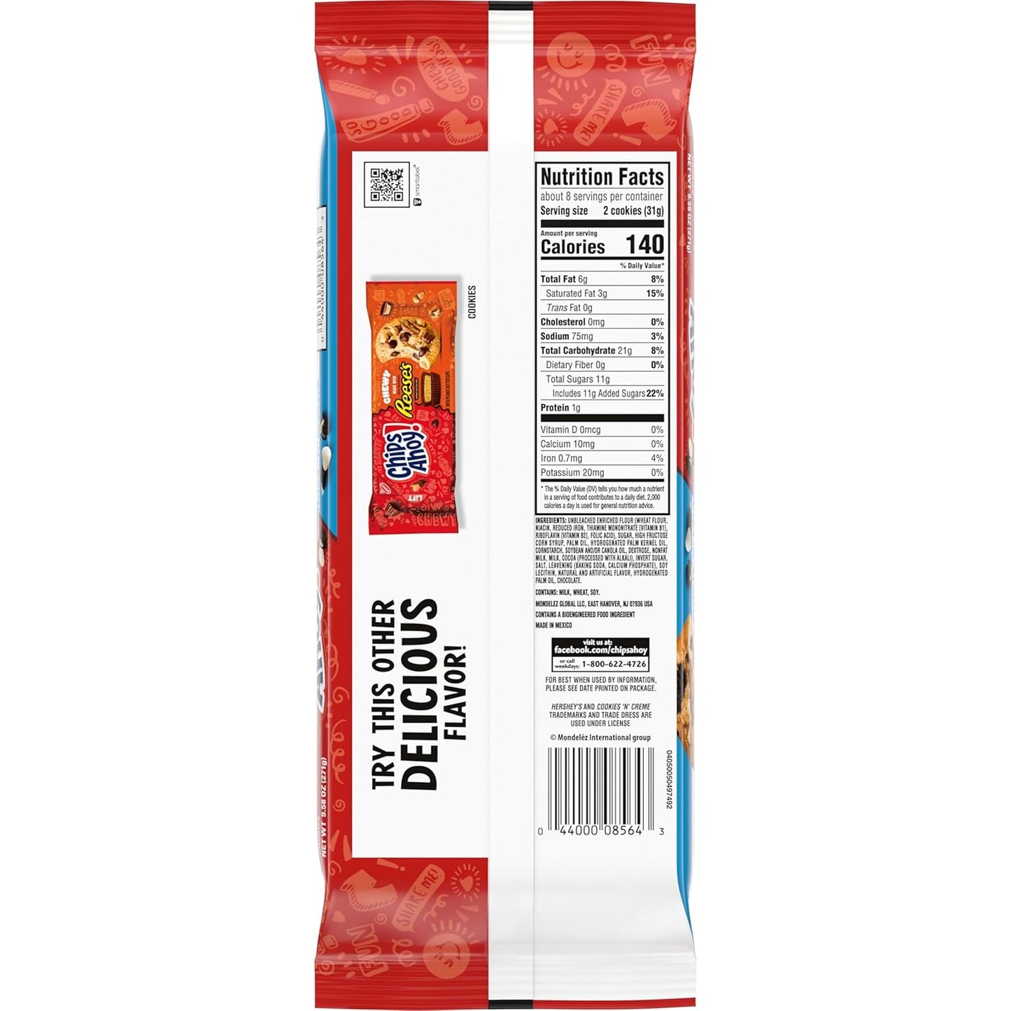 CHIPS AHOY! Chewy Hershey's Cookies 'n' Creme Bar-Inspired Cookies, 9.58 oz