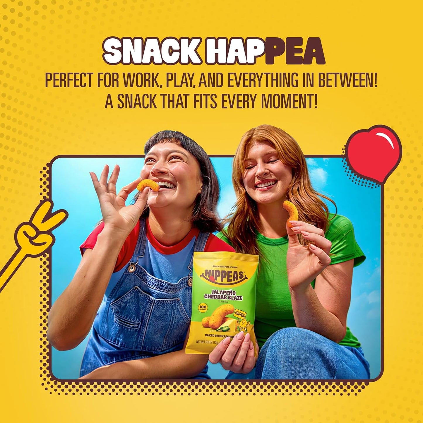 Hippeas Chickpea Puffs, Variety Pack, Groovy White Cheddar, Jalapeño Cheddar, All Dressed, 30 x 0.8 oz, Baked Crunchy Chickpea Snacks, 3g Plant Protein, 2g Fiber & 50% Less Fat, Dairy & Gluten Free