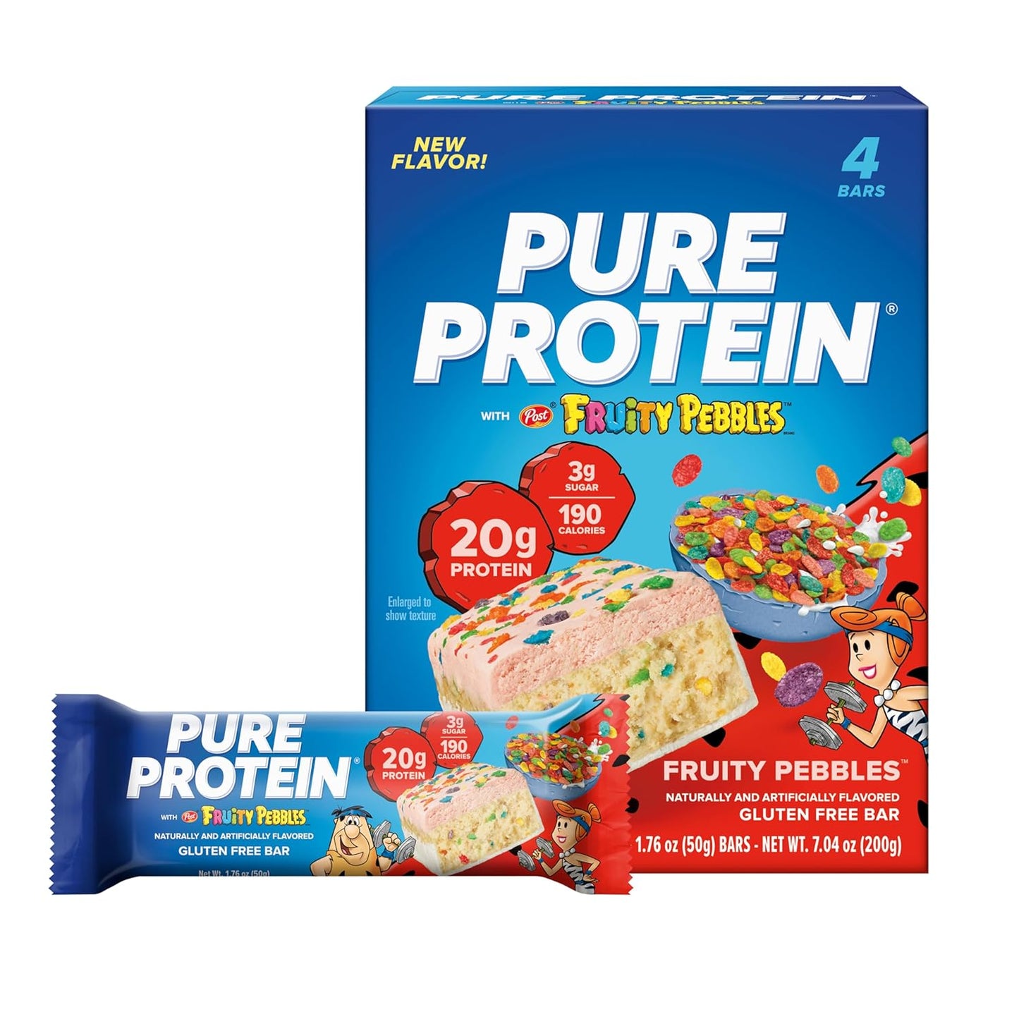Pure Protein Bars, High Protein, Nutritious Snacks to Support Energy, Low Sugar, Gluten Free, Brookie, 1.76oz, Pack of 4