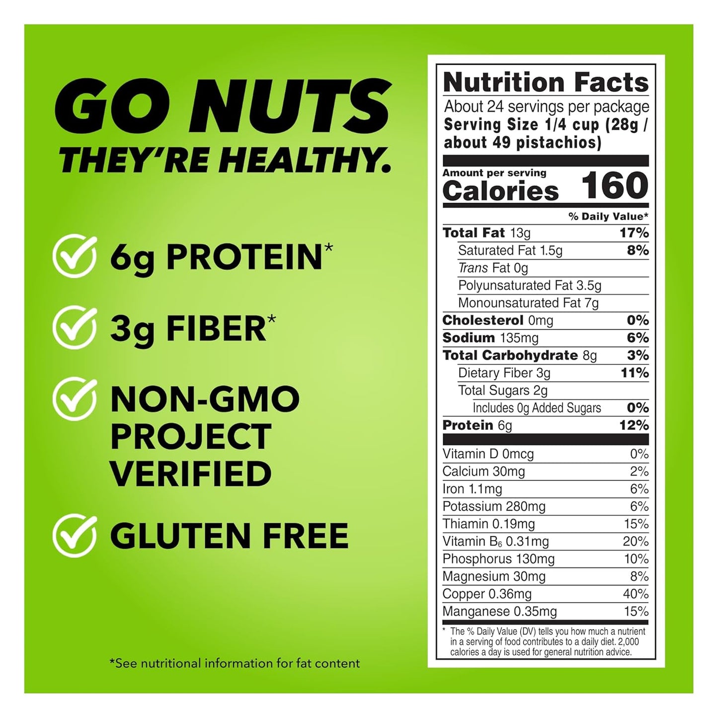 Wonderful Pistachios No Shells, Roasted & Salted Nuts, 24 Ounce Resealable Bag, Protein Snacks, Gluten Free, Healthy Snack