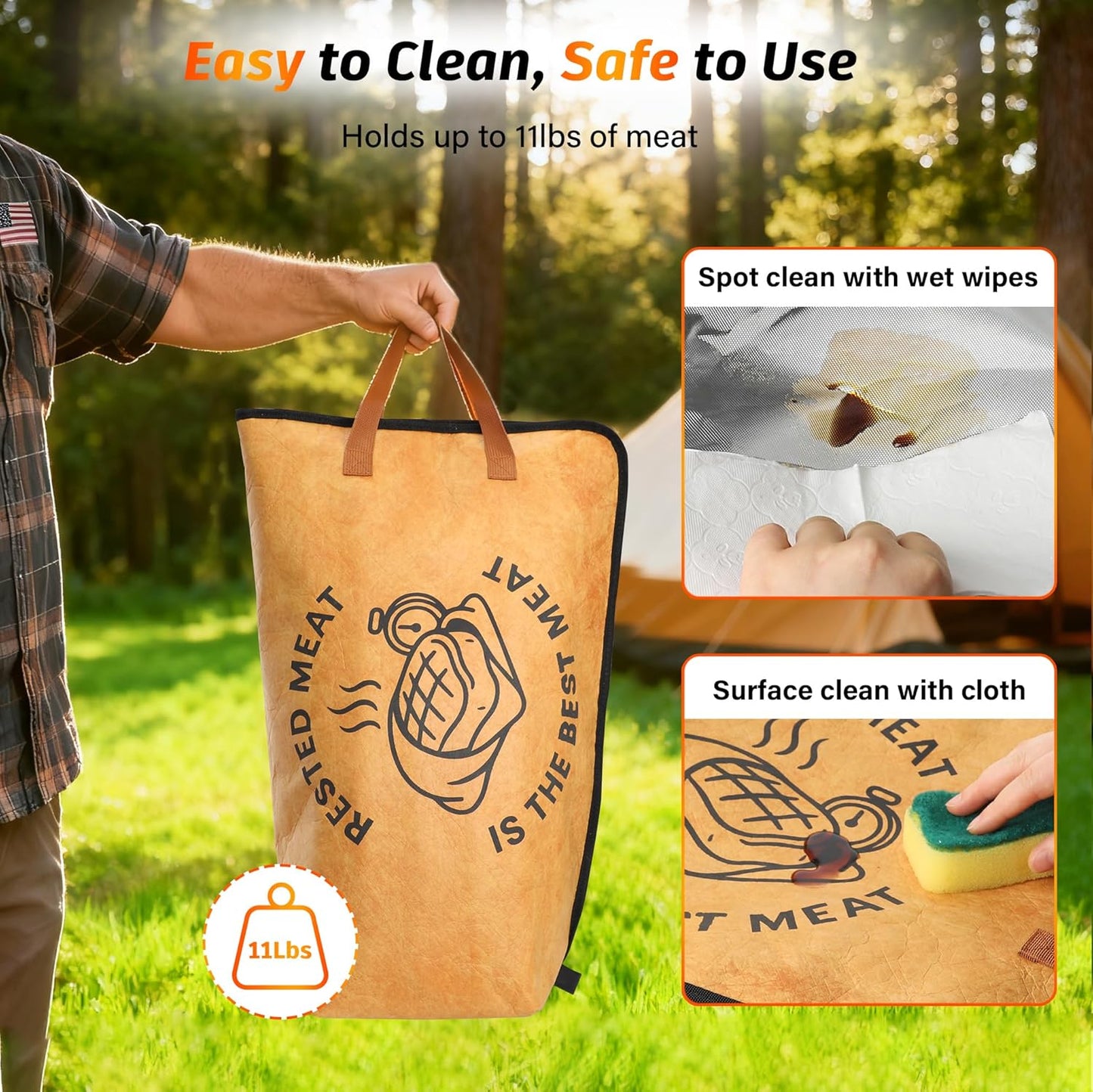 Bonviee 21β BBQ Blanket for Resting Meat, Insulated Smoker Bag for Turkey, Brisket & Pork, Keeps Meat Juicy, Great Thanksgiving for Dad, Hunters & Men Who Have Everything (21in, 1PCS)