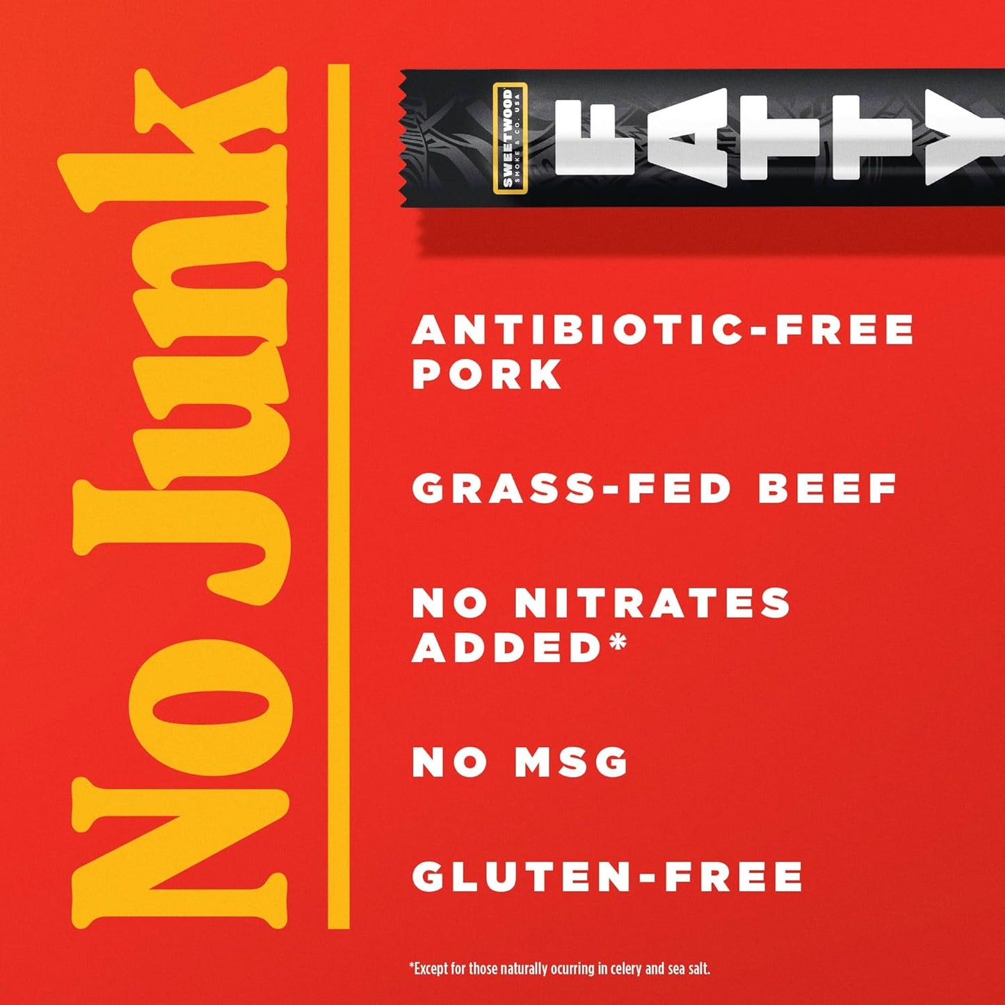 FATTY Meat Sticks, Made with Grass Fed Beef, Pork Raised Without Antibiotics, 13g Protein Per Stick, Original, 2 oz. (Pack of 5)