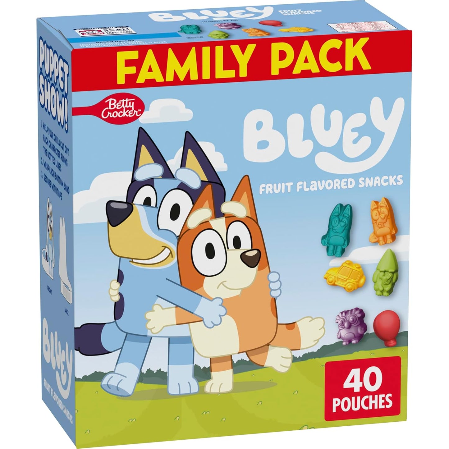Bluey Fruit Flavored Snacks, Fat Free and Gluten Free Snacks, 17.6 oz (22 Pouches)