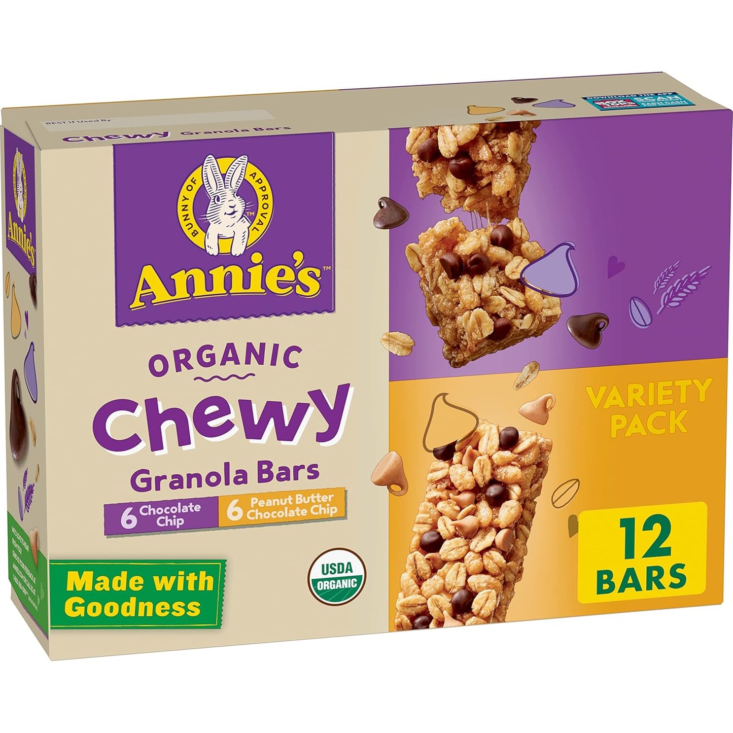 Annie's Organic Chewy Granola Bars, Chocolate Chip, 12 ct