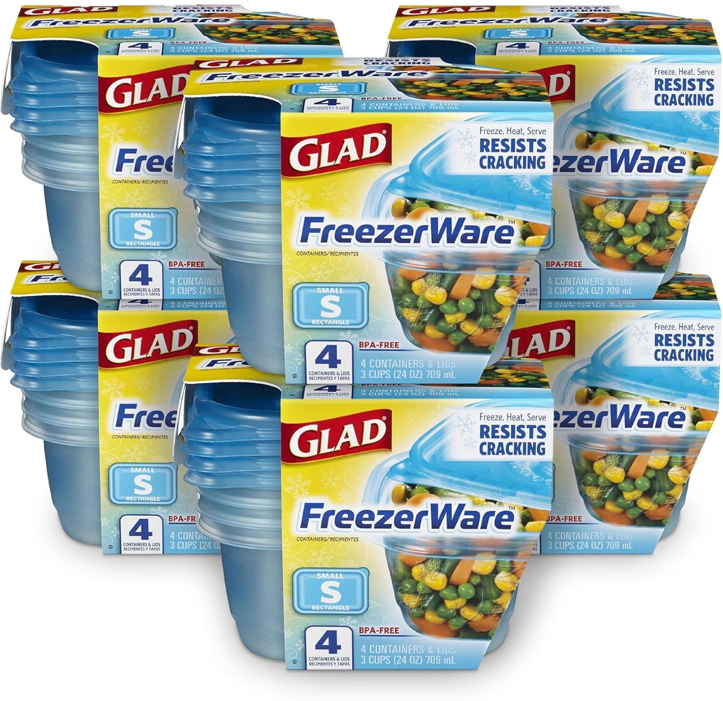 Gladware Freezerware Food Storage Containers, Large Rectangle Holds 64 Ounces of Food, 2 Count Set | Tupperware, Plastic Food Container, Meal Prep Container, Plastic Containers with Lids