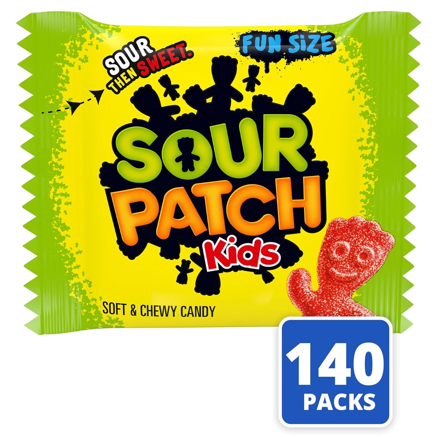 SOUR PATCH KIDS Soft & Chewy Gummy Candy, Bulk Candy, 140 Snack Packs