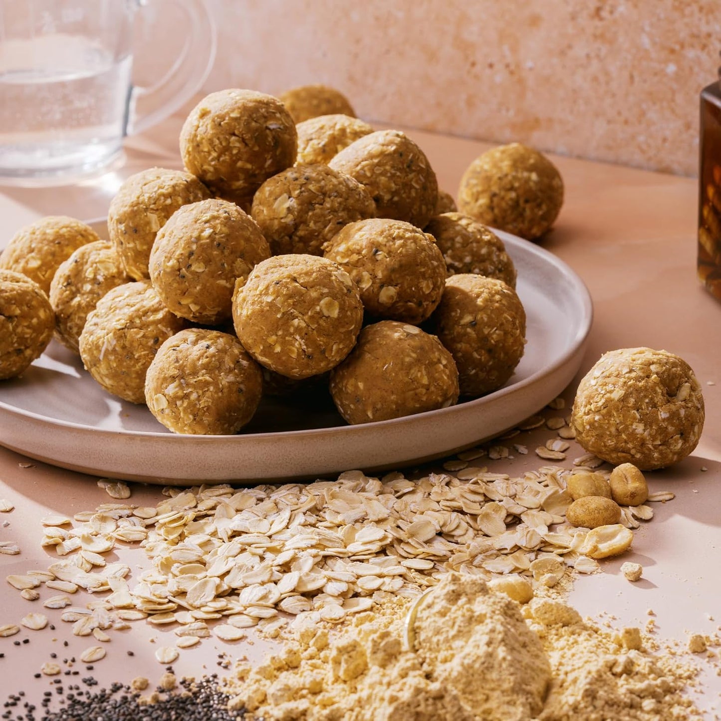 PBfit No Bake Peanut Butter Protein Ball Mix, 8g Protein, Made with Chia Seeds & Whole Grain Oats, Gluten Free, Vegan Snacks, 10.58 Oz Bag