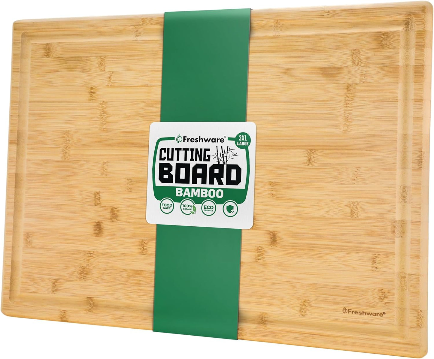 Freshware Bamboo Cutting Board Set of 3, Wooden Cutting Boards for Kitchen, Knife Friendly Food Grade Chopping Board, Lightweight with Hanging Hole for Easy Storage