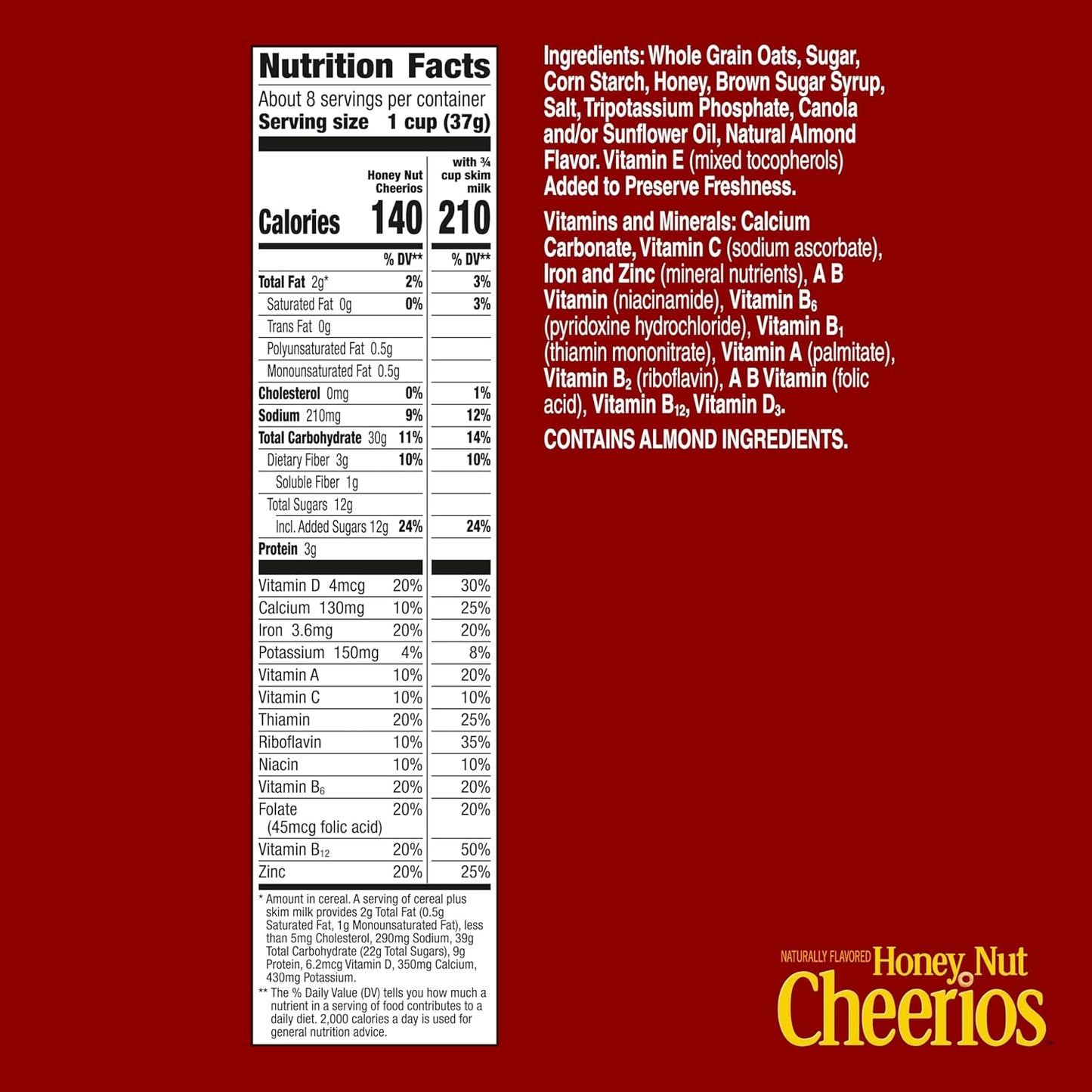 Honey Nut Cheerios, 10.8 oz, Heart Healthy, Gluten Free, Whole Grain Oats Breakfast Cereal