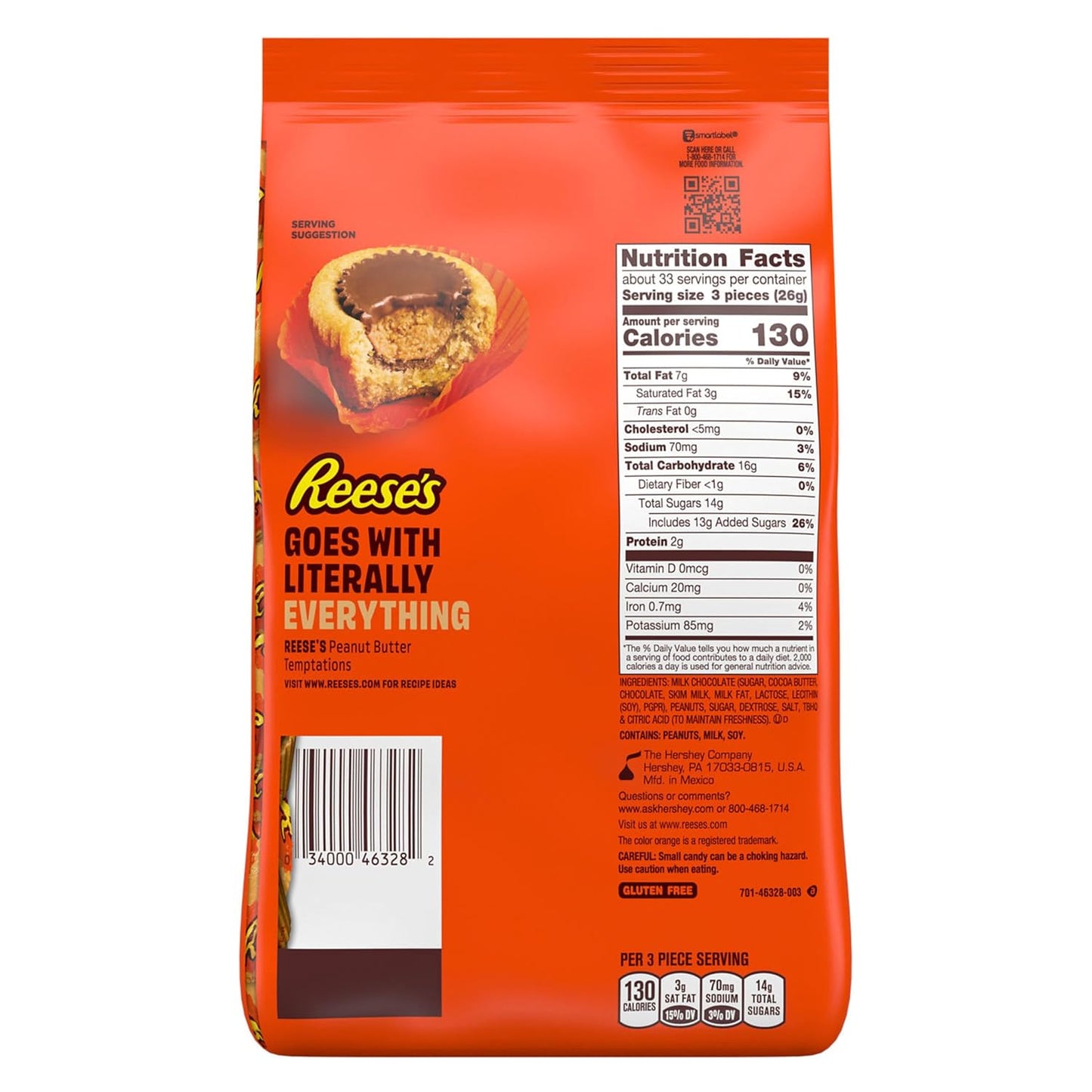 REESE'S Miniatures Milk Chocolate Peanut Butter Cups, Candy Party Pack, 30 oz