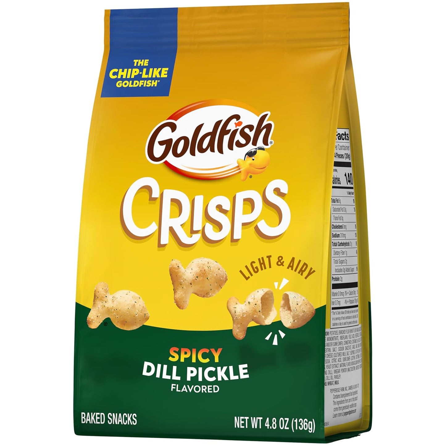 Goldfish Crisps Spicy Dill Pickle Baked Chip Crackers, 4.8 Oz Bag