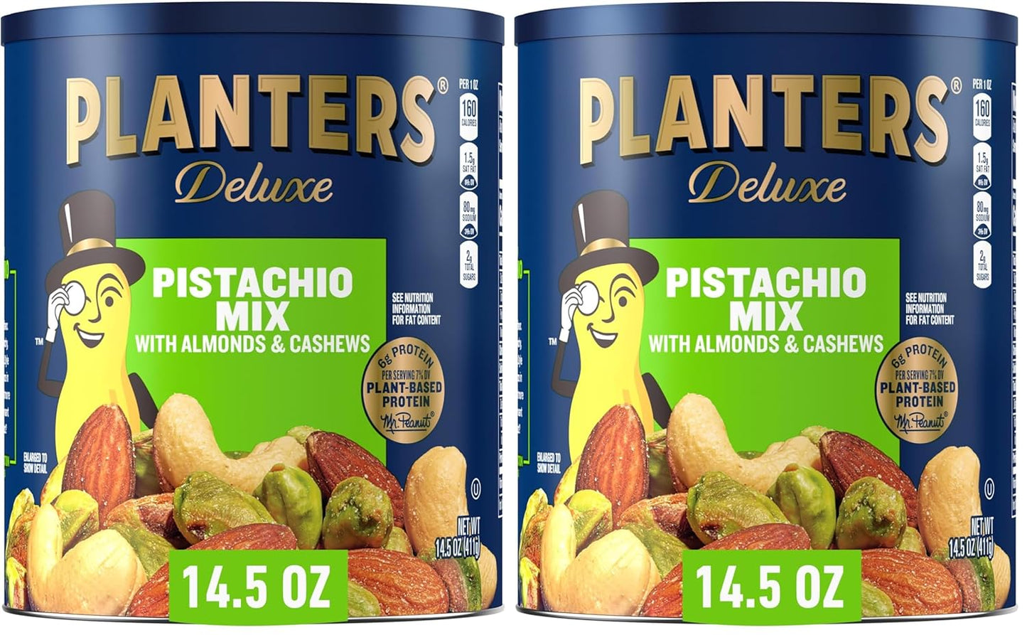 PLANTERS Pistachio Nuts Lovers Nut Mix with Pistachios no shell, Almonds & Cashews, Party Snacks, Plant-Based Protein, After School Snack, Bulk Nuts, Kosher 1lb 2.5oz