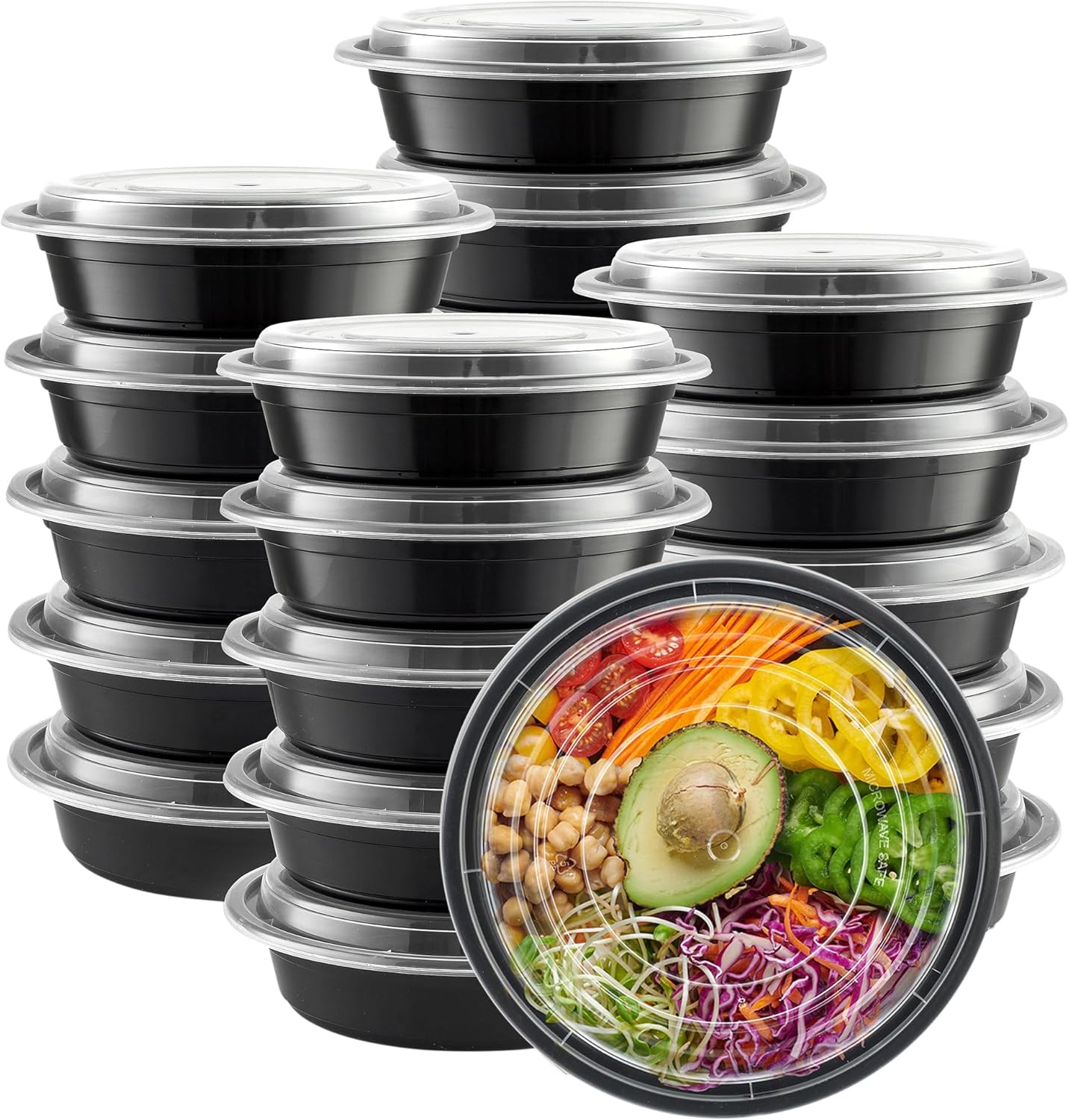GUSTO [12 oz - 50 Count 1-Compartment Meal Prep Containers with Lids – Reusable, Microwaveable, Dishwasher & Freezer Safe, BPA-Free Food Storage Boxes for Portion Control (Formerly Comfy Package)