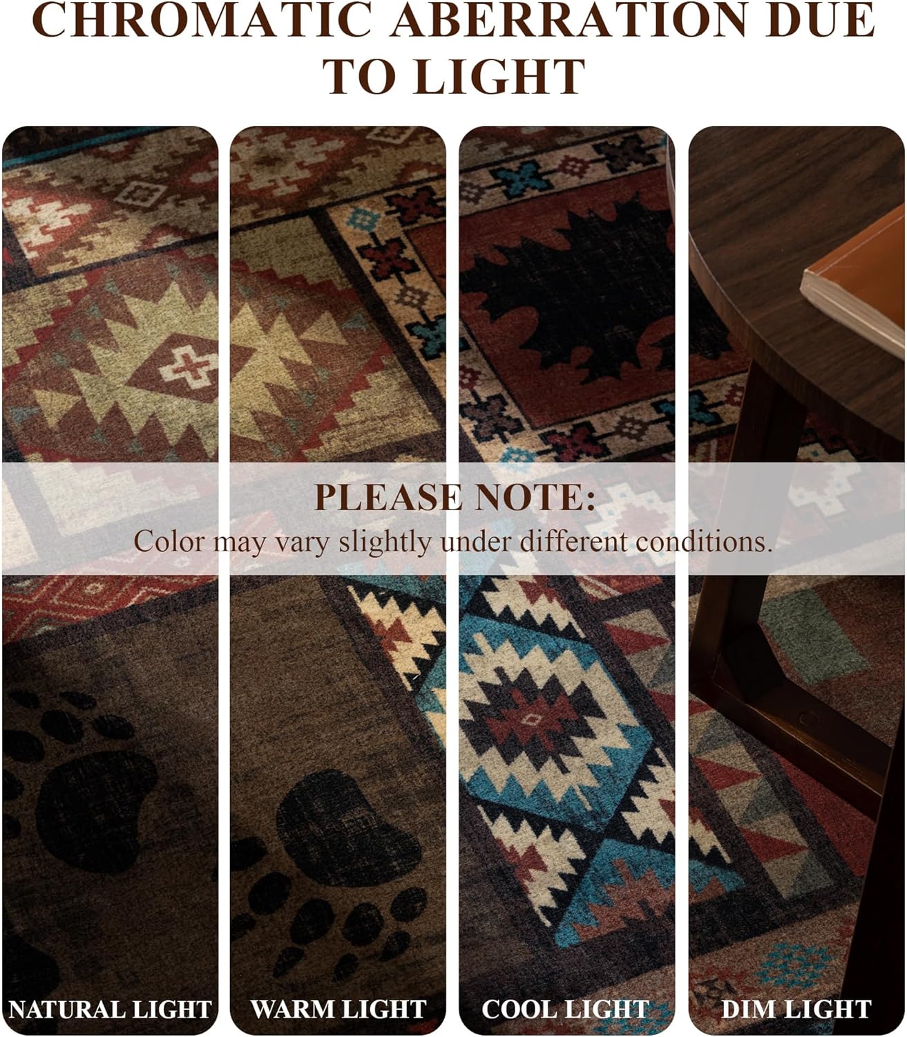 YIHOUSE Rustic Cabin Area Rug 5x7,Machine Washable Lodge Bear Rug,Non-Slip Low Pile Print Pattern Southwestern Rug for Living Room Bedroom