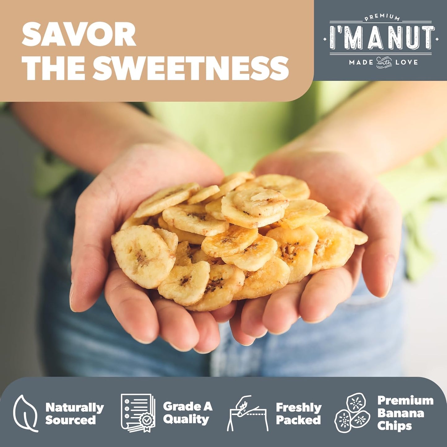 Premium Dried Banana Chips 16oz | Non-GMO, Batch Tested Gluten & Peanut Free | Ethically Sourced for Guilt-Free Snacking | Fresh, Crispy & Sweetened for Delicious Flavor
