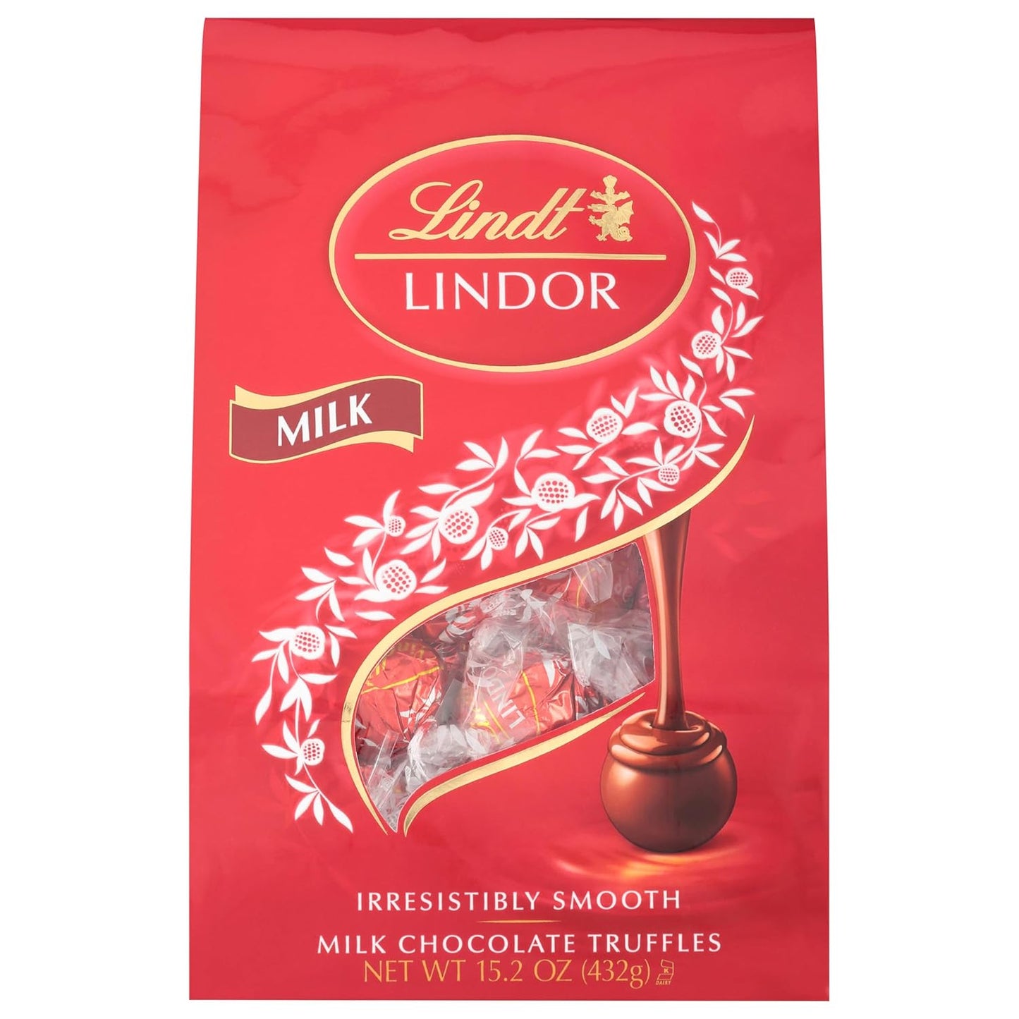 lindt lindor milk chocolate candy truffles 15.2 oz bag individually wrapped