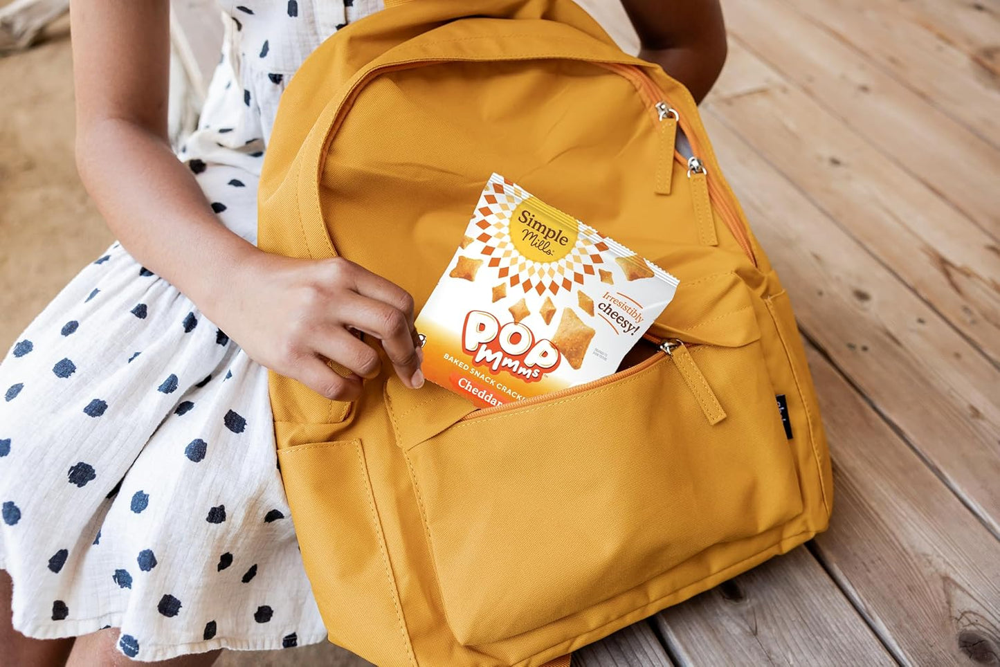 Simple Mills Pop Mmms Cheddar Baked Snack Pack Crackers, Healthy Snacks for Kids, Individual Packs, Gluten Free, 8 Ct (Pack of 1)