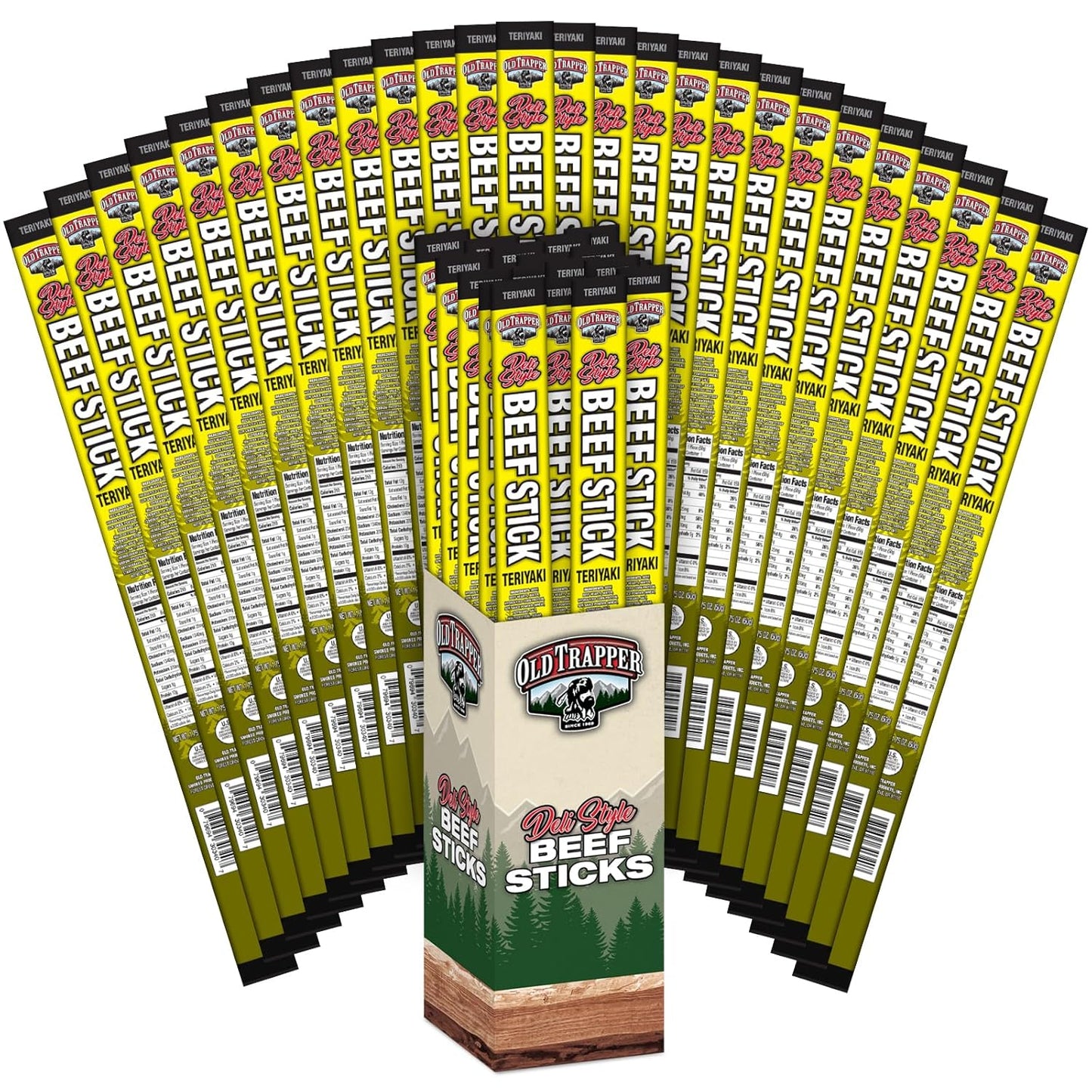 Old Trapper Original Deli-Style Beef Sticks,15-Ounce Package, Perfect for On-the-Go Snacking, Six Grams of Protein and Zero Grams of Sugar per Serving (Pack of One)