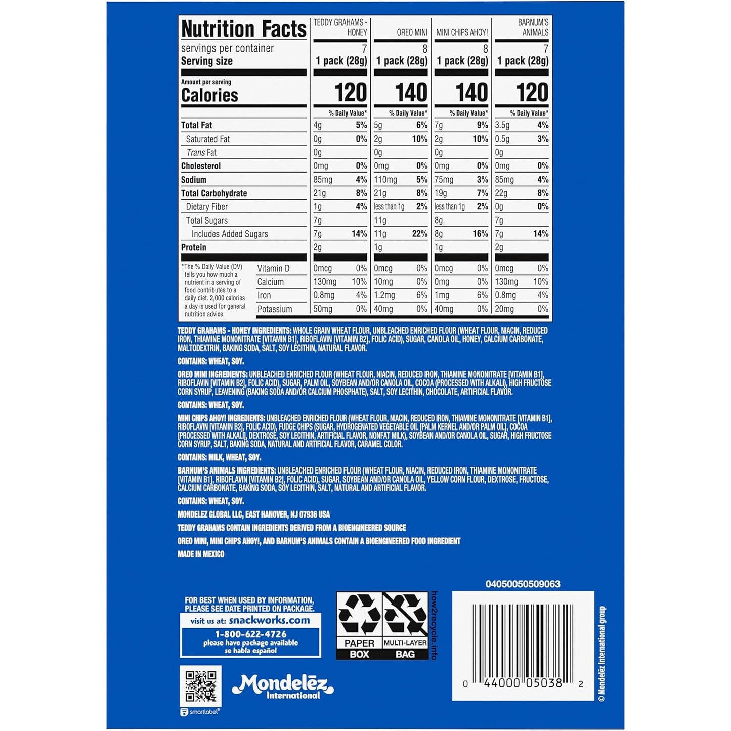Nabisco, Team Favorites Variety Pack, Oreo Mini, Chips Ahoy! Mini, Teddy Grahams Honey and Barnum's Animal Crackers, 30 Snack Packs