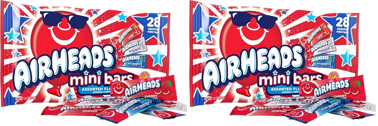 Airheads Mini SOURS Candy Bars, Sour Watermelon Punch, Blue Blast, and Lemon Berry Squeeze 12oz Variety Bag