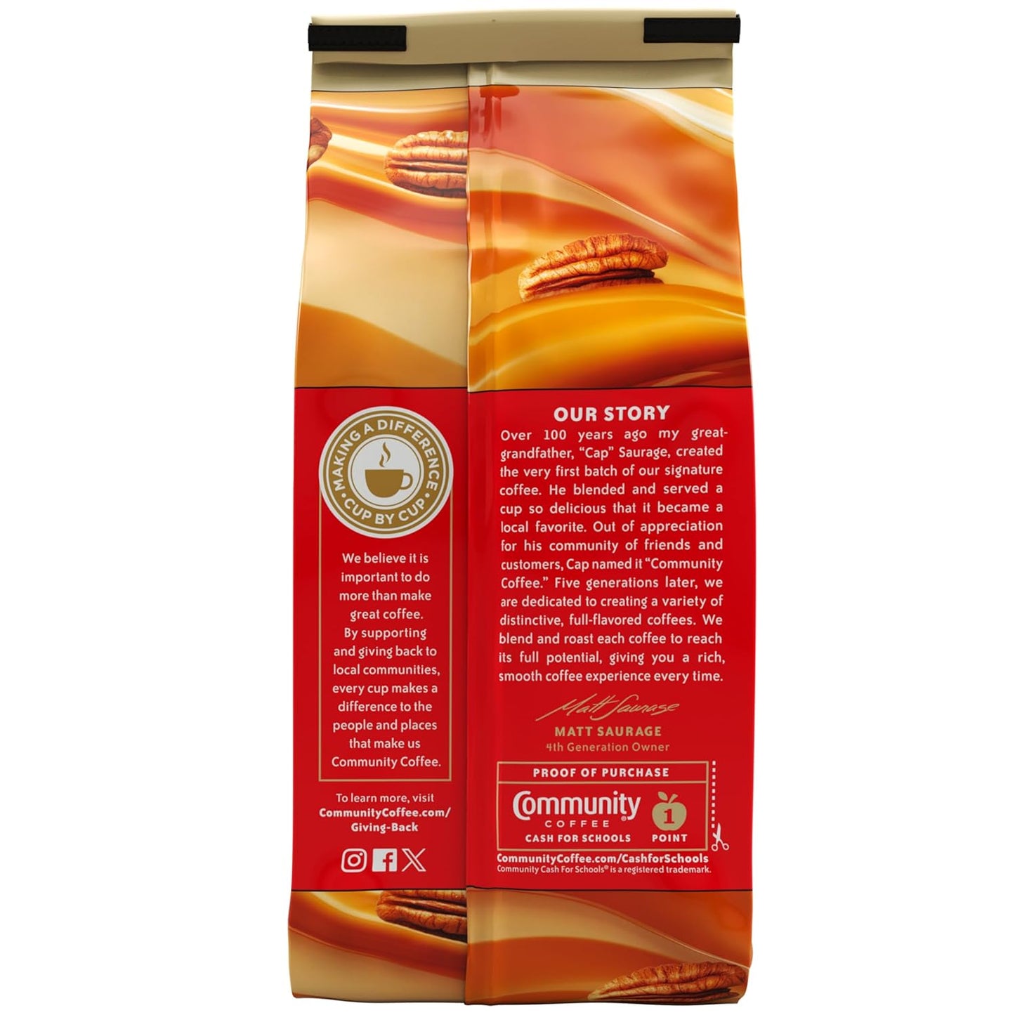 Community Coffee Southern Pecan Praline Flavored 12 Ounce, Medium Roast Ground, 12 Ounce (Pack of 1)