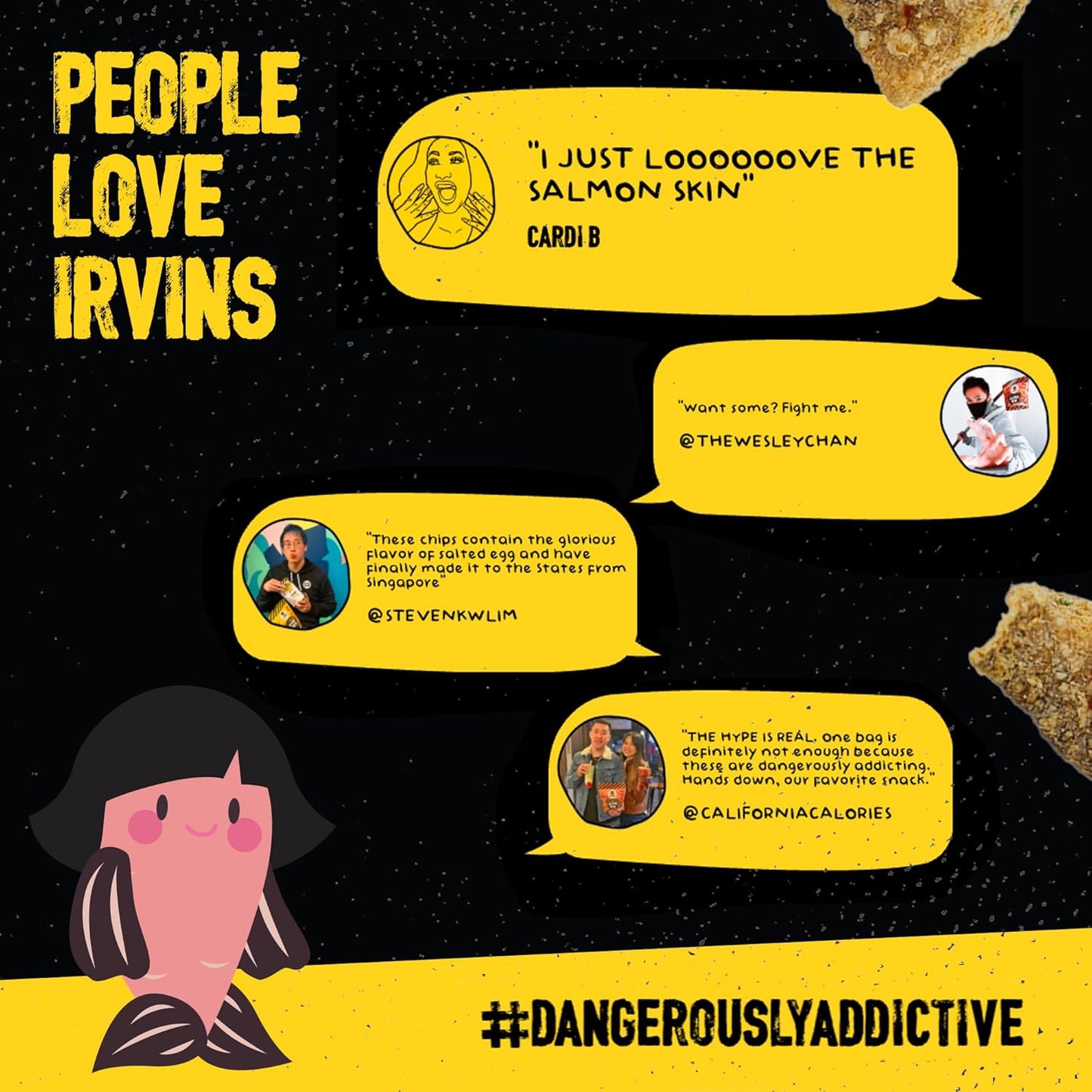 IRVINS Salted Egg Salmon Skin Chips & Crisps - Premium Hand Cooked, Halal, Keto-Friendly, High Protein Snack | Dangerously Addictive | (3.3 oz, Pack of 3)