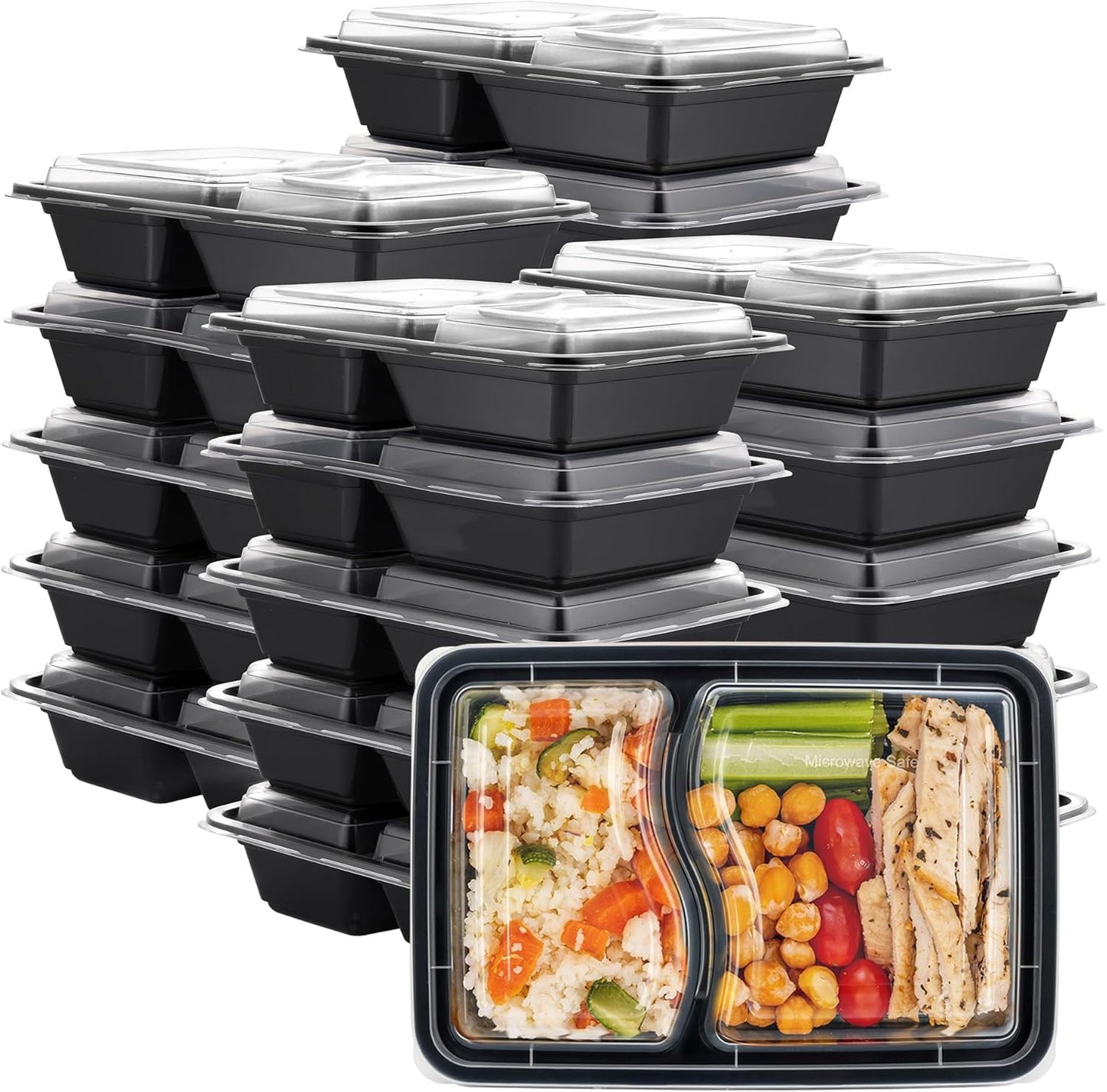 GUSTO [12 oz - 50 Count 1-Compartment Meal Prep Containers with Lids – Reusable, Microwaveable, Dishwasher & Freezer Safe, BPA-Free Food Storage Boxes for Portion Control (Formerly Comfy Package)