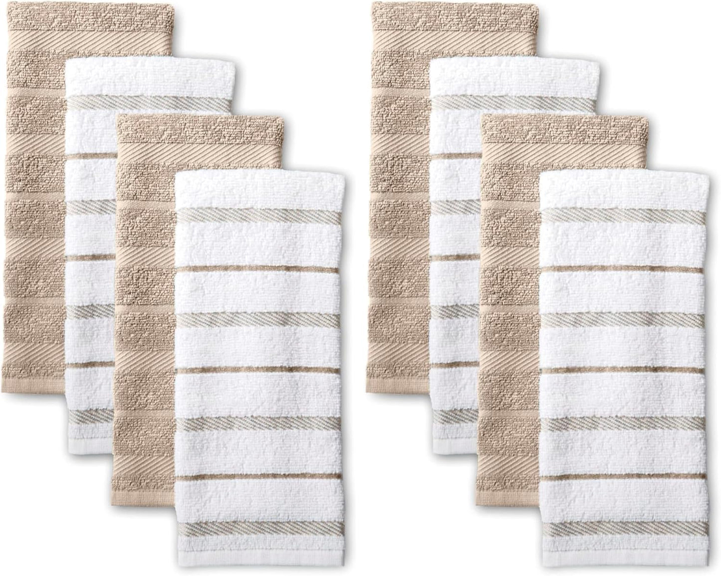 KitchenAid Albany Kitchen Towel 4-Pack Set, Milkshake Tan/White, 16"x26"