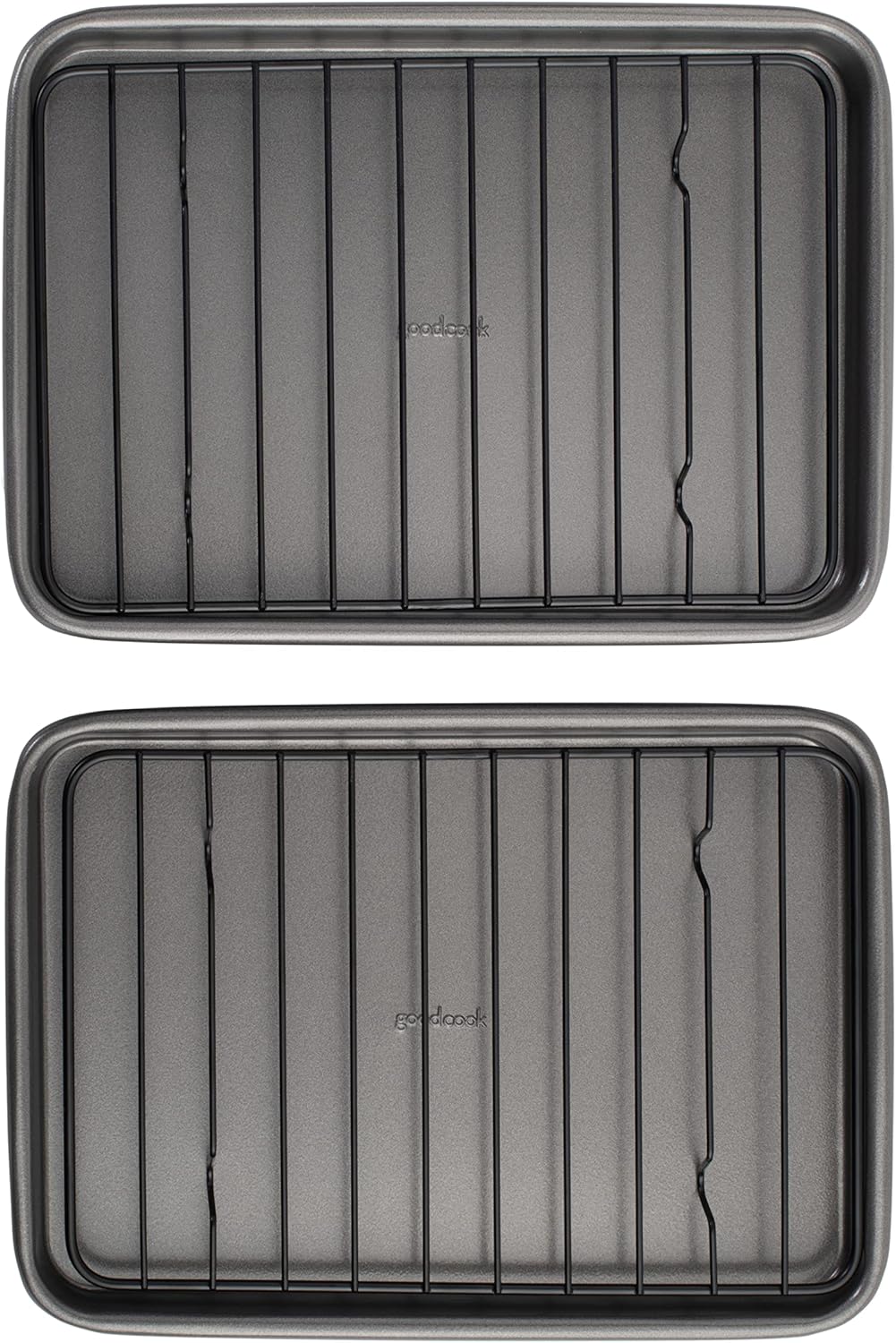 GoodCook Everyday Nonstick Carbon Steel Baking Sheet Set, 3 Pack – Small 13” x 9”, Medium 15” x 10”, Large 17” x 11” – Carbon Steel Cooking Pans, Cookie Sheet Bakeware Set