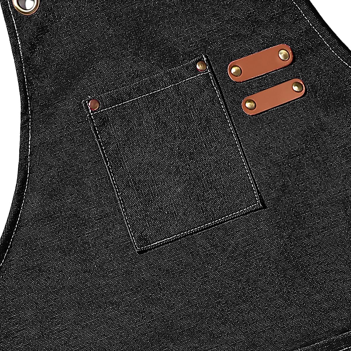 AFUN Chef Aprons for Men Women with Oversized Pockets, 16-Ounce Cotton Canvas Cross Back Heavy Duty Work Apron (Black)
