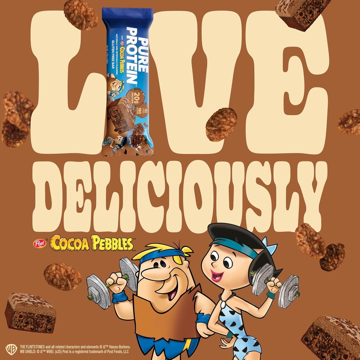 Pure Protein Cocoa PEBBLES™ Protein Bars – 20g Protein, 4g Sugar, 180 Calories (4 count) Low Sugar* High Protein Snack - Gluten Free - Perfect for a Healthy Snack.