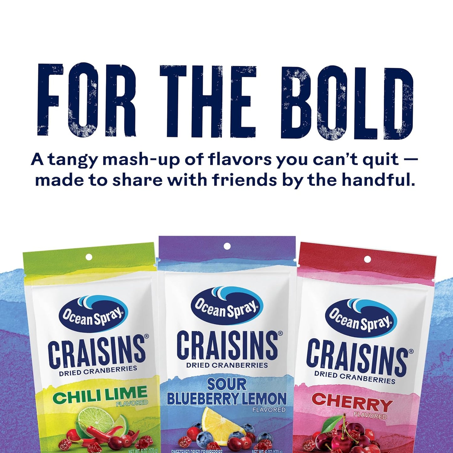 Ocean Spray® Craisins® Sweetened Dried Cranberries, Sour Blueberry Lemon, 6oz Pouch