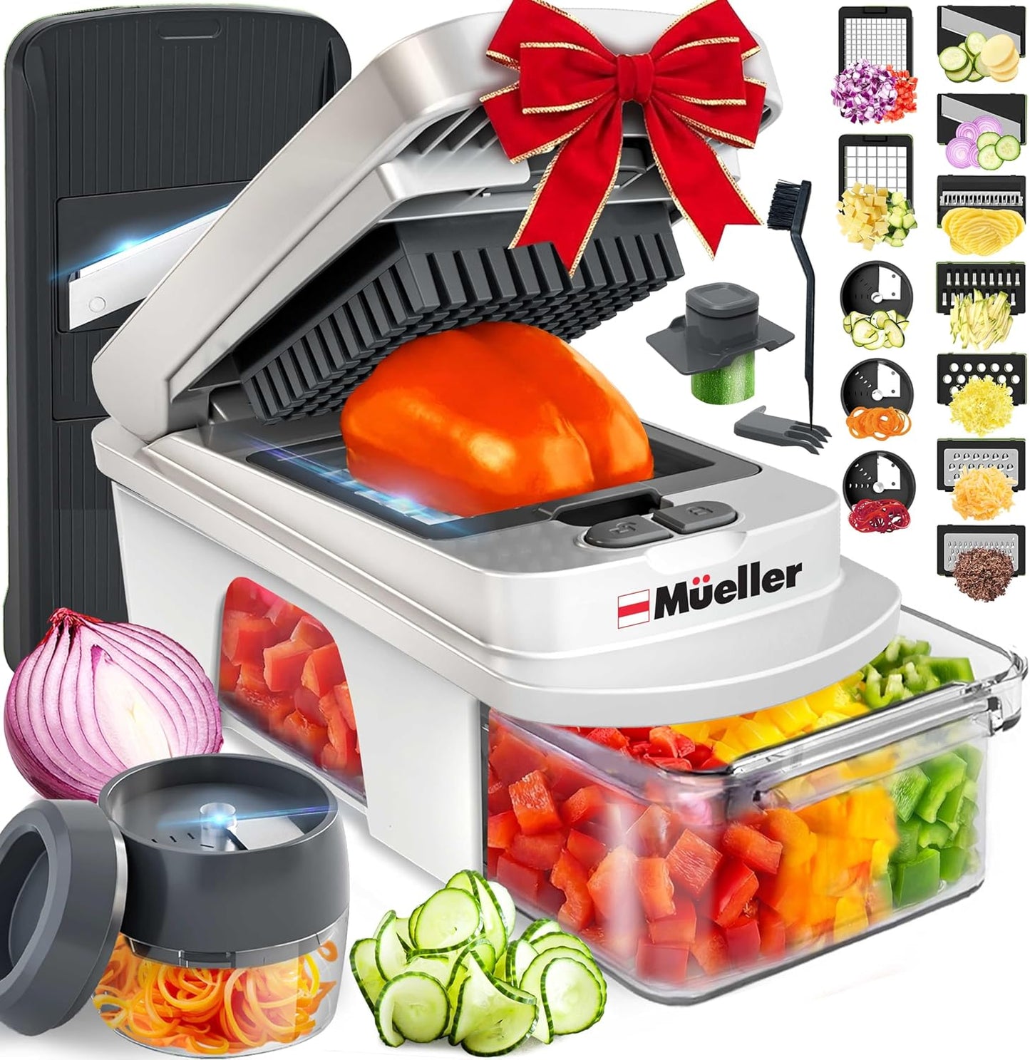 Mueller The Real Original Pro Chopper since 2013 Vegetable Chopper Mandoline Slicer, 8 Blade Food Veggie Chopper Onion Vegetable Cutter with Container, Kitchen Gadgets & Essentials, (10 in 1)