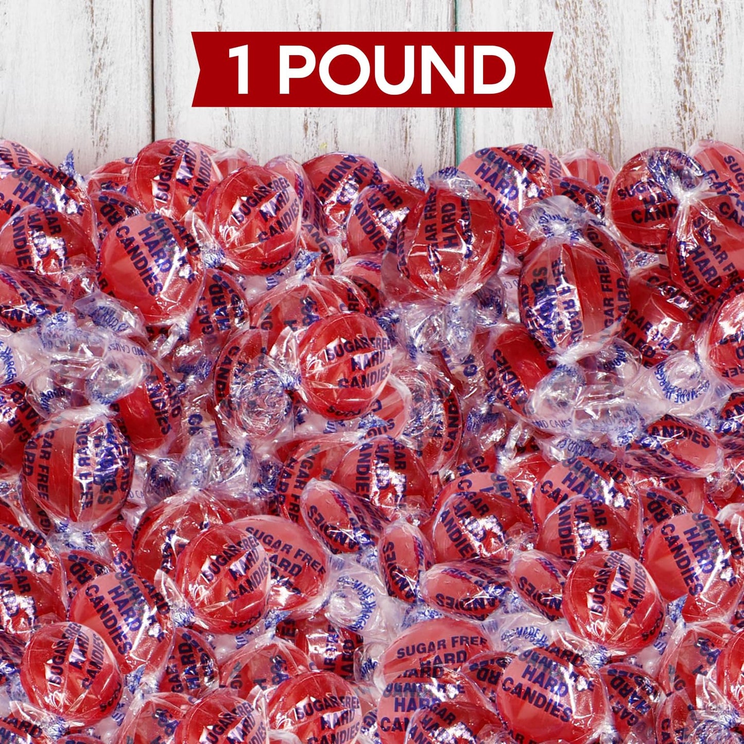 Sugar Free Hot Cinnamon Hard Candy Discs 1 Pound Candies - Approx. 75 Individually Wrapped Red Fiery Cinnamon Candies For Snacks & Treats, Sugar Free Candy - Taboom