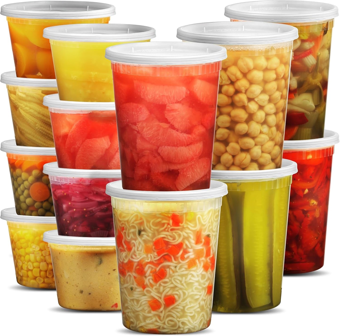 JoyServe Deli Food Storage Containers with Lids - (48 Sets) 24-32 Oz Quart Size & 24-16 Oz Pint Size Plastic Airtight Takeout Meal Prep Storage, BPA-Free, Dishwasher, Microwave Safe