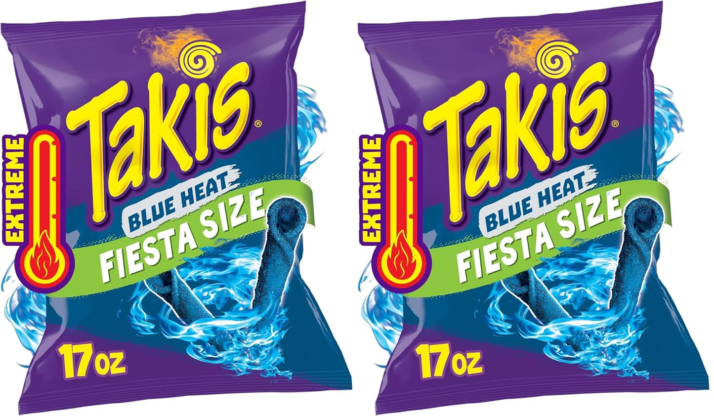 Takis Fuego 17 oz Fiesta Size Hot Chili Pepper & Lime Flavored Extreme Spicy Rolled Corn Tortilla Chips