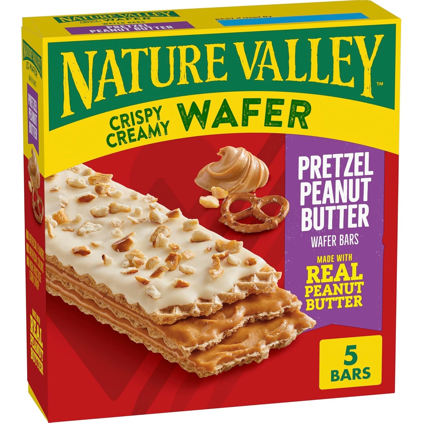 Nature Valley Crispy Creamy Wafer Bars, Blueberry, Whole Grain, 5 Bars, 6.5 oz