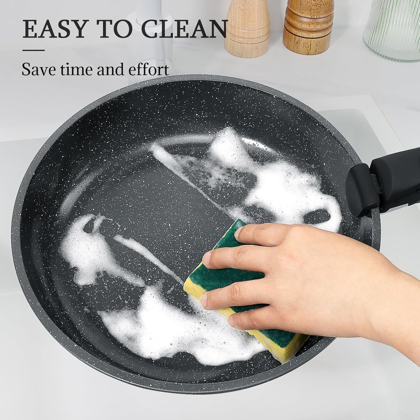 GiPP Ceramic Pots and Pans Set Non Stick, Nonstick Detachable Handle Cookware Sets, Non Toxic Induction Kitchen Pot and Pan with Removable Handle, Healthy RV Cookware, Dishwasher &Oven Safe, 5 Piece
