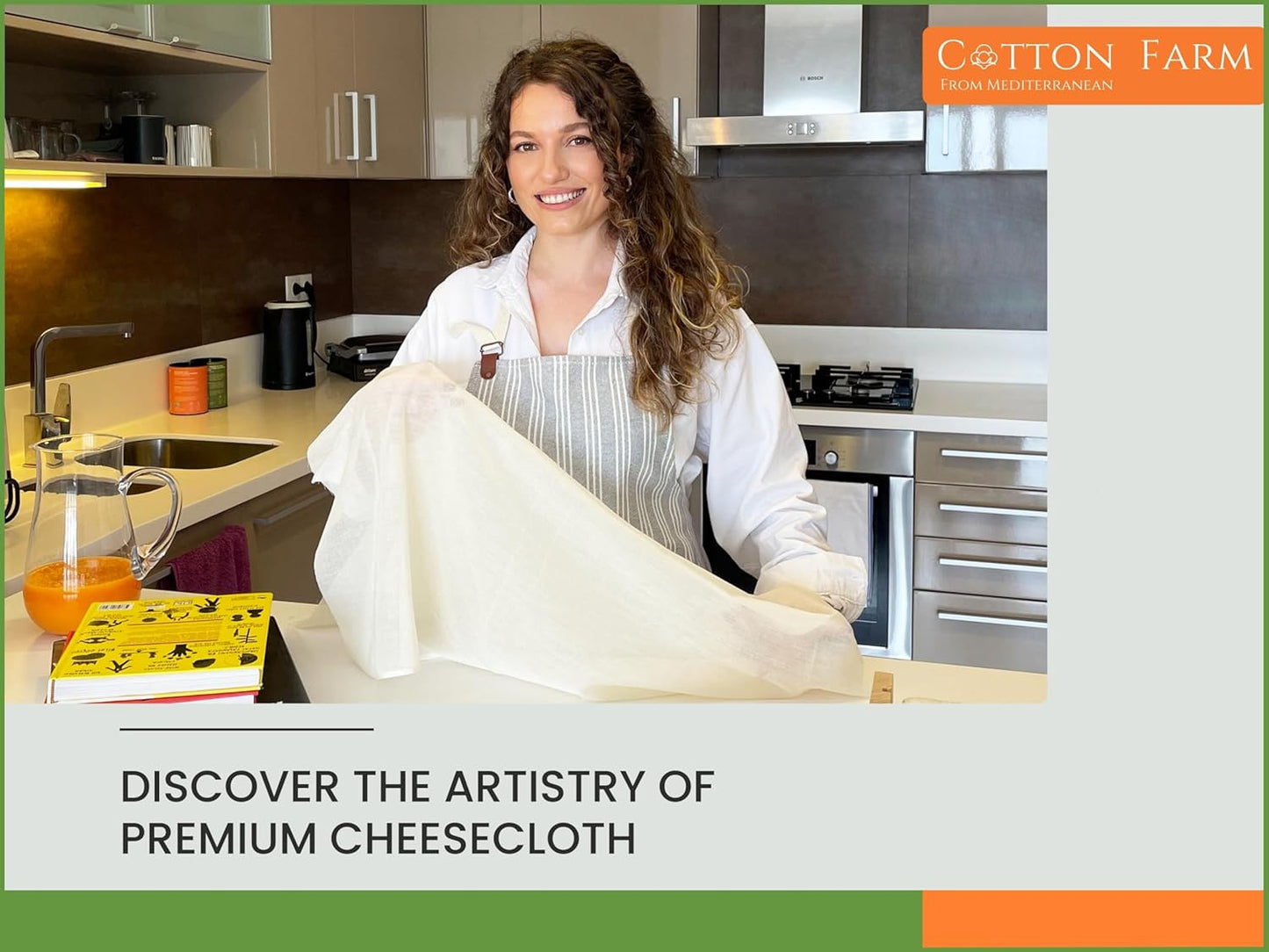 Cotton Farm Grade 100 XL Cheese Cloth - Straining & More; 36x36 Inch; 100% Unbleached Cotton Cheesecloth; Reusable with Hemmed 2 Edges; Ultra-Dense (the finest) Butter Muslin