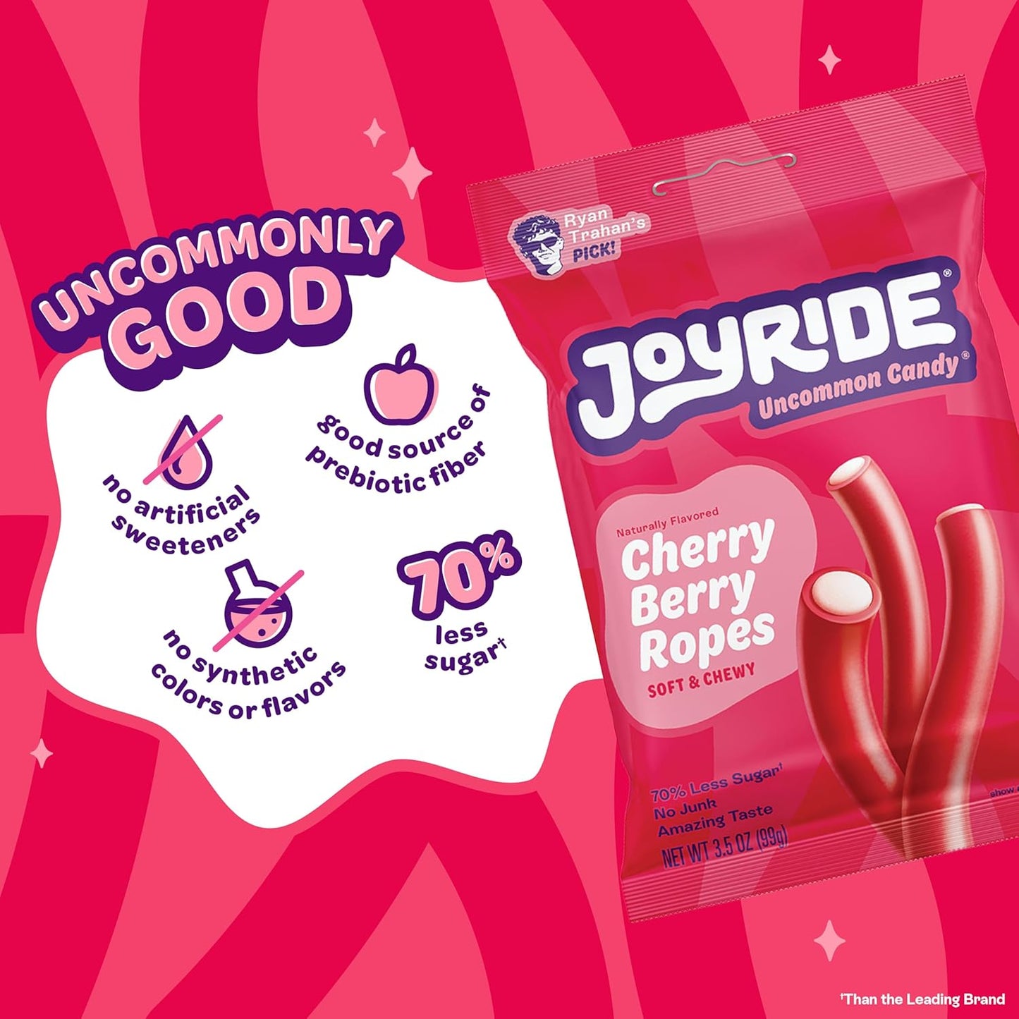 JOYRIDE Fan Favorite Variety 6 Pack - Blue Raspberry Strips, Cherry Berry Ropes, Watermelon Wedges, Low Calorie Gummy Candy, Low Sugar, Dye Free (6 Items)