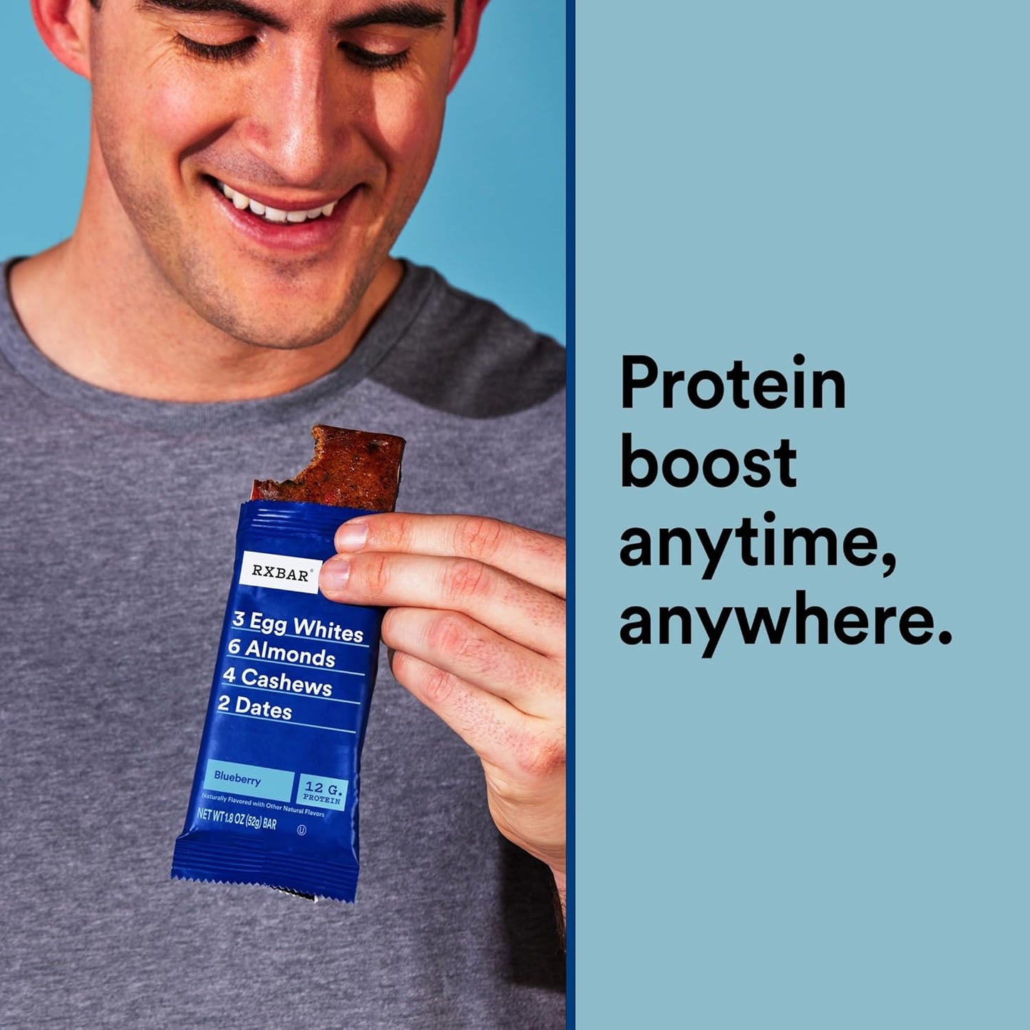RXBAR Protein Bars, Protein Snack, Snack Bars, Blueberry, 18.3oz Box (10 Count)