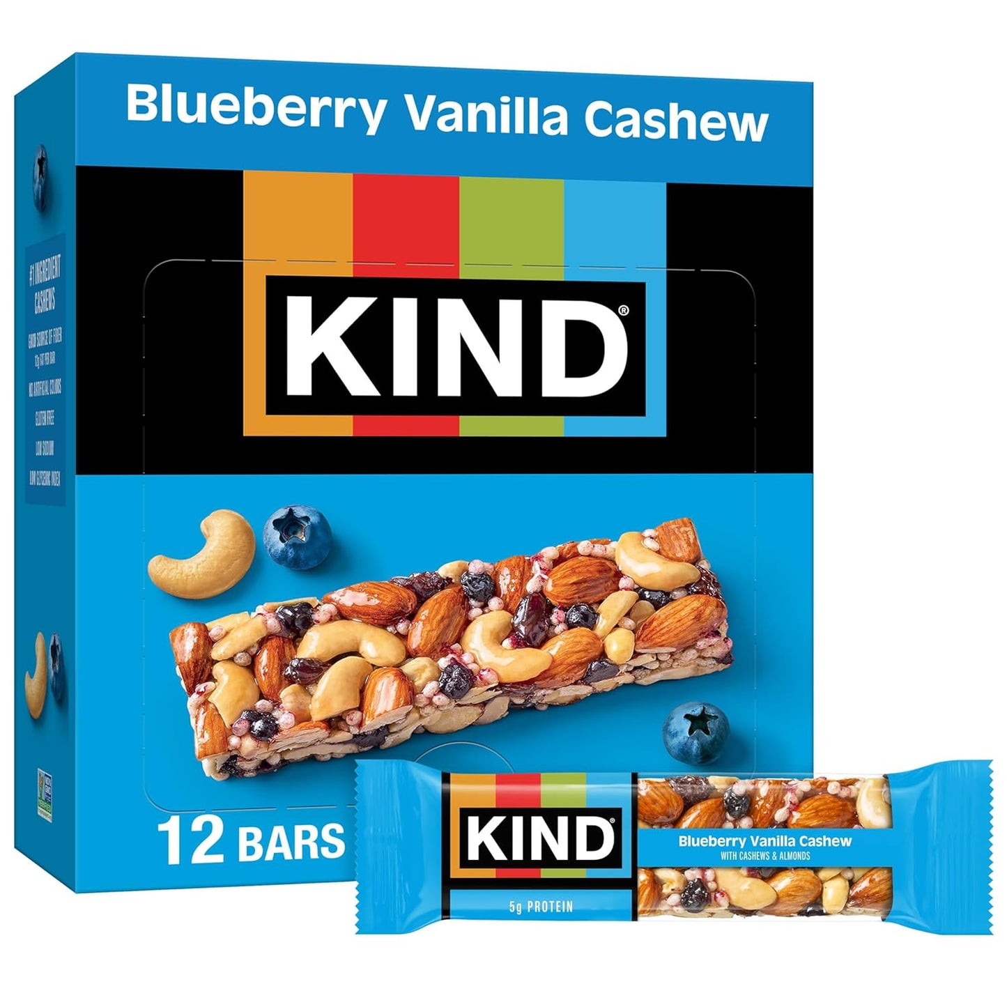 KIND Healthy Snacks Bars, Cranberry Almond, Gluten Free, High Fiber Snacks, 5g Protein, 12 Count