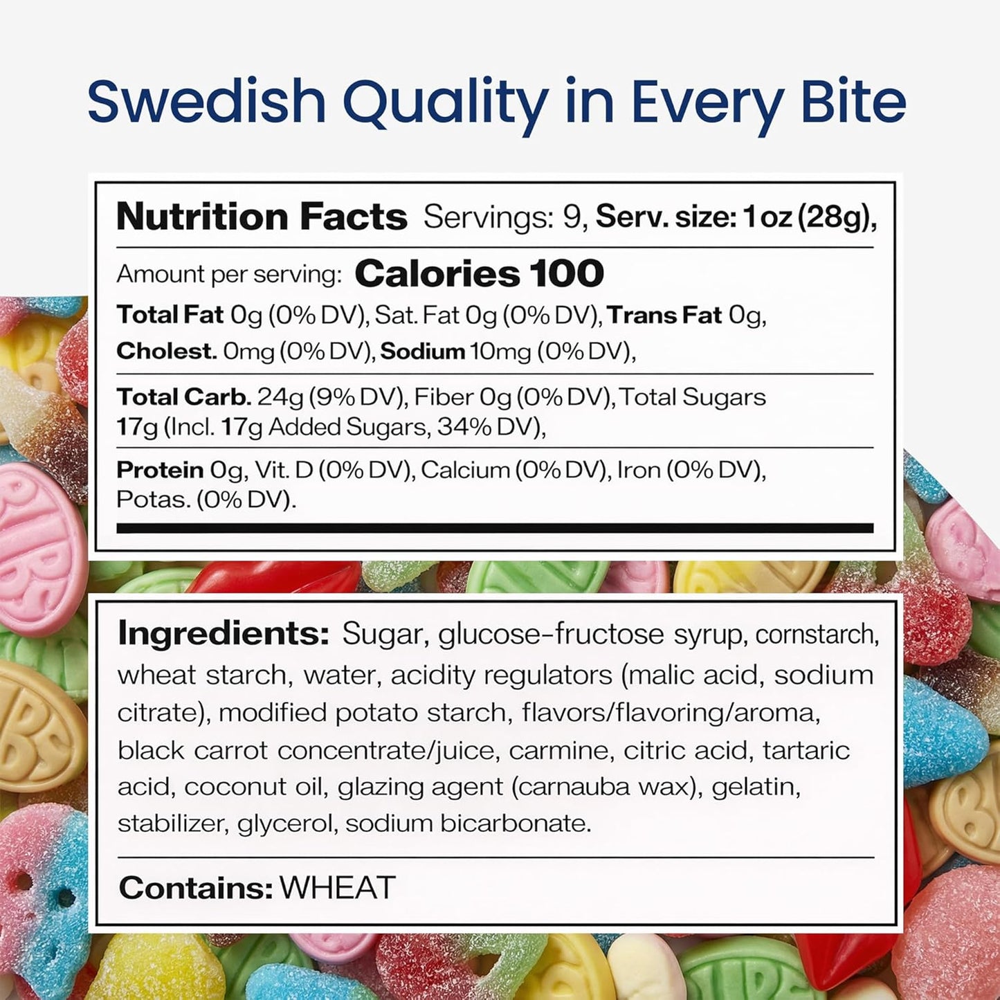Swedish Candy Chef - Bubs Swedish Candy Mix – Sweet & Sour Gummies – Big Ovals, Skulls & More – 1/2 Pound Assorted Scandinavian Treats Imported from Sweden