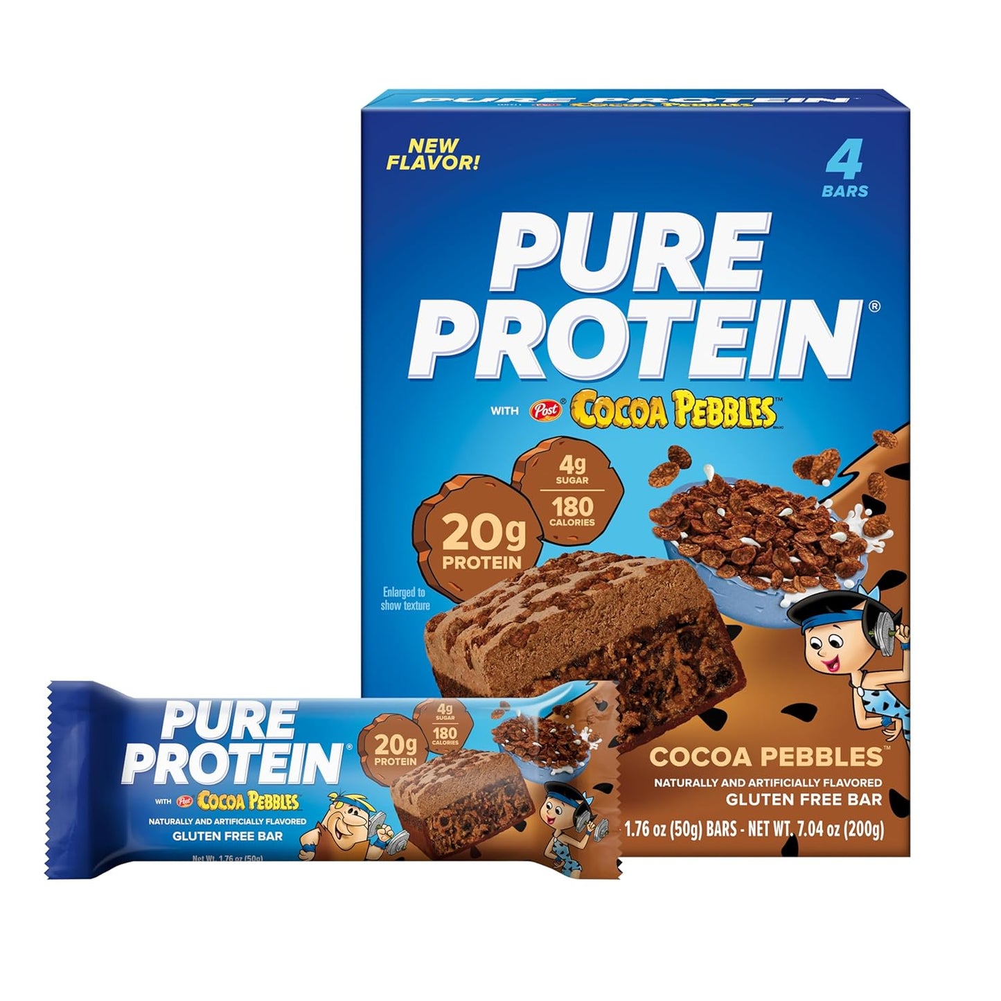 Pure Protein Bars, High Protein, Nutritious Snacks to Support Energy, Low Sugar, Gluten Free, Brookie, 1.76oz, Pack of 4