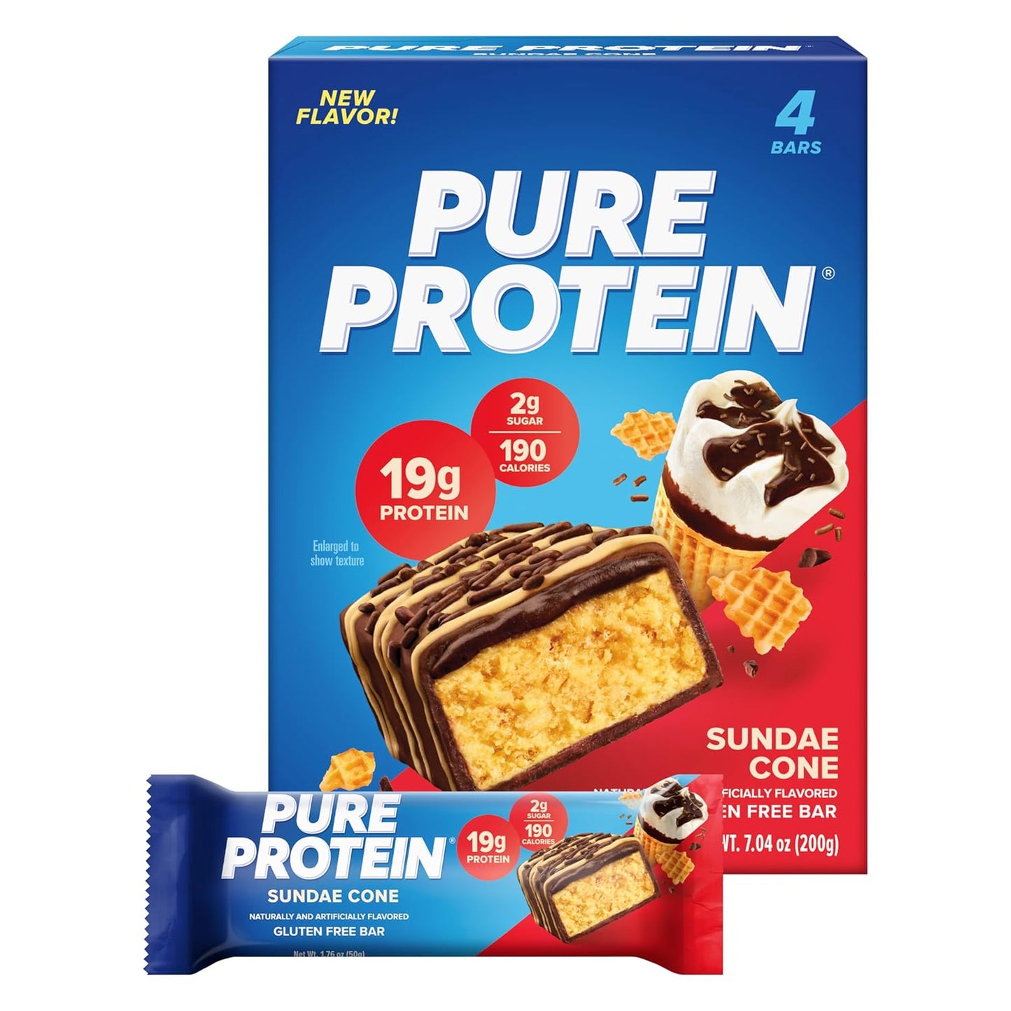 Pure Protein Bars, High Protein, Nutritious Snacks to Support Energy, Low Sugar, Gluten Free, Brookie, 1.76oz, Pack of 4