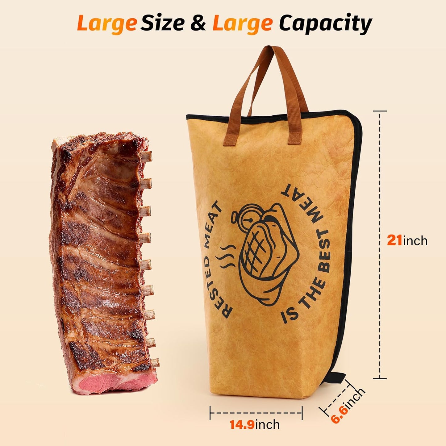 Bonviee 21β BBQ Blanket for Resting Meat, Insulated Smoker Bag for Turkey, Brisket & Pork, Keeps Meat Juicy, Great Thanksgiving for Dad, Hunters & Men Who Have Everything (21in, 1PCS)