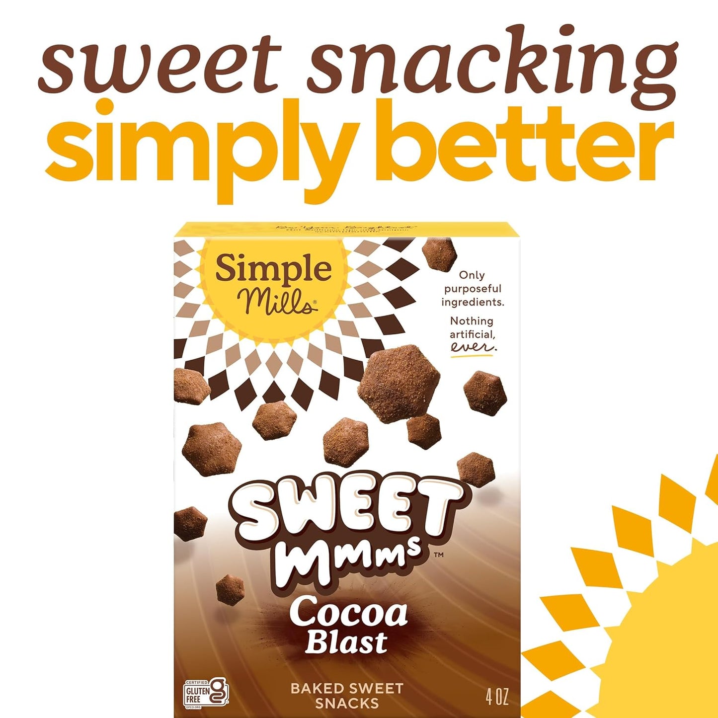 Simple Mills Sweet Mmms Cocoa Blast Bite Sized Baked Sweet Snack Gluten Free Cookies 4 oz (Pack of 1)
