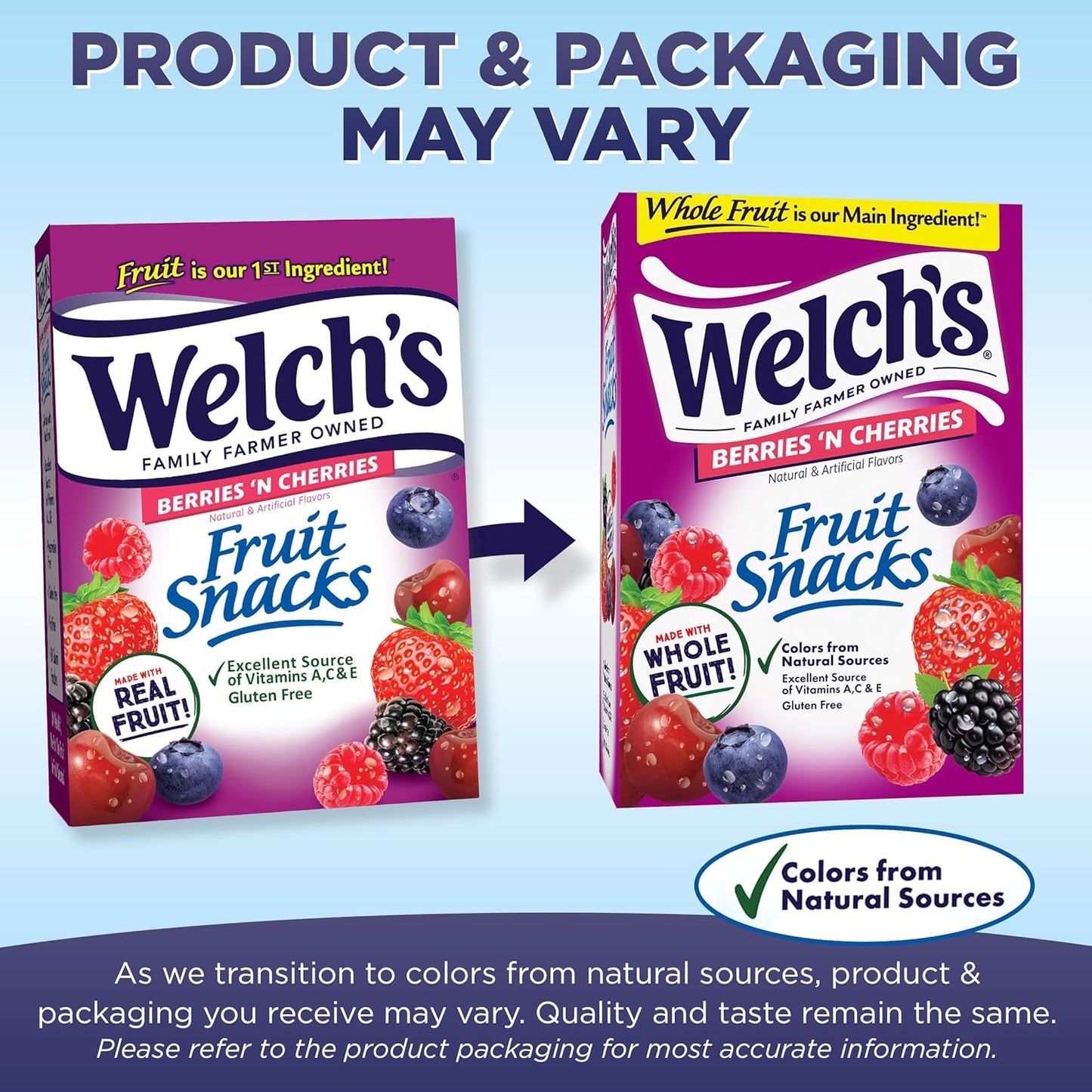 Welch's Fruit Snacks, Berries 'N Cherries Snack Box, Gluten Free, 0.8oz Snack Packs (Pack of 40)